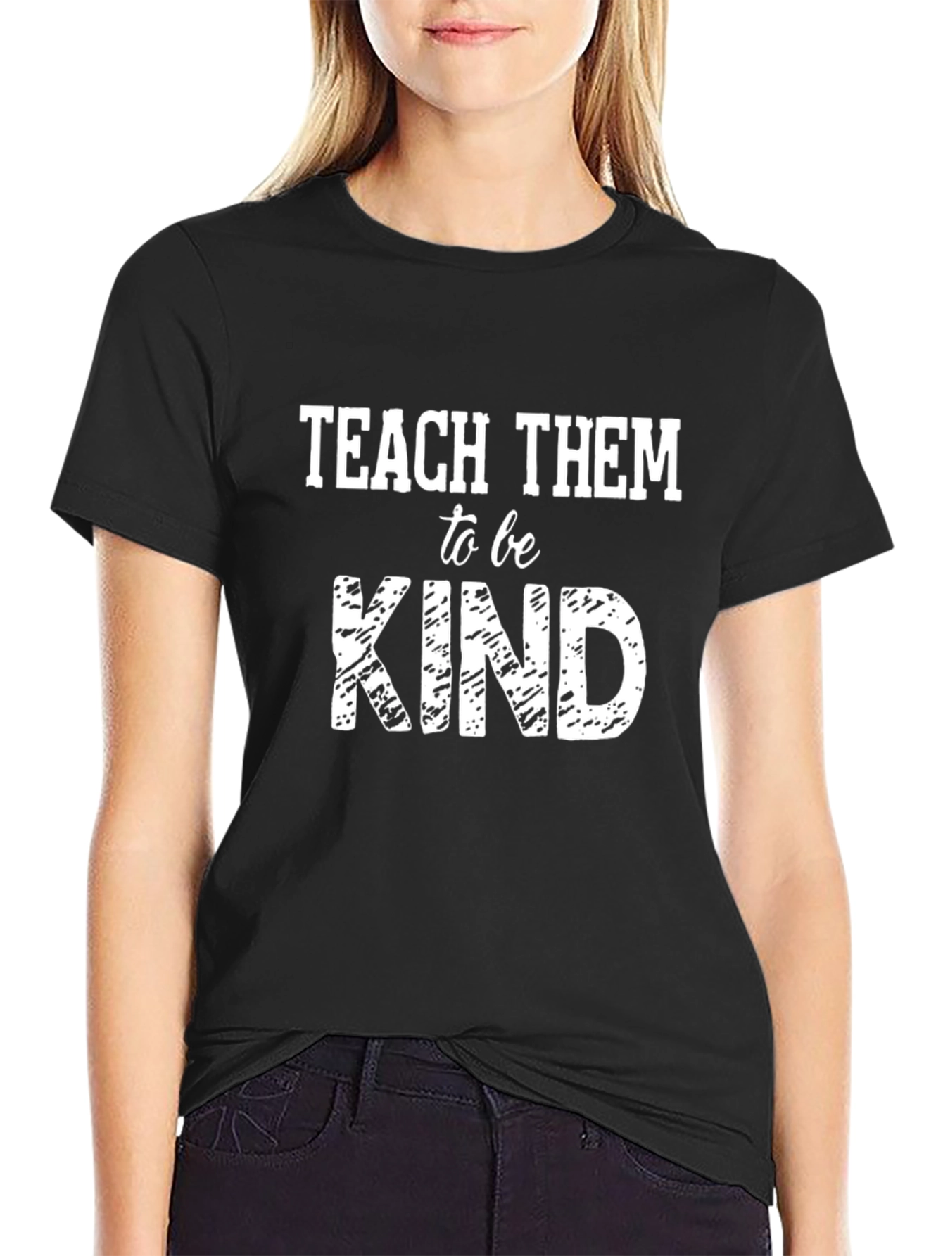 Teach Them To Be Kind Graphic Tee - Black Cotton