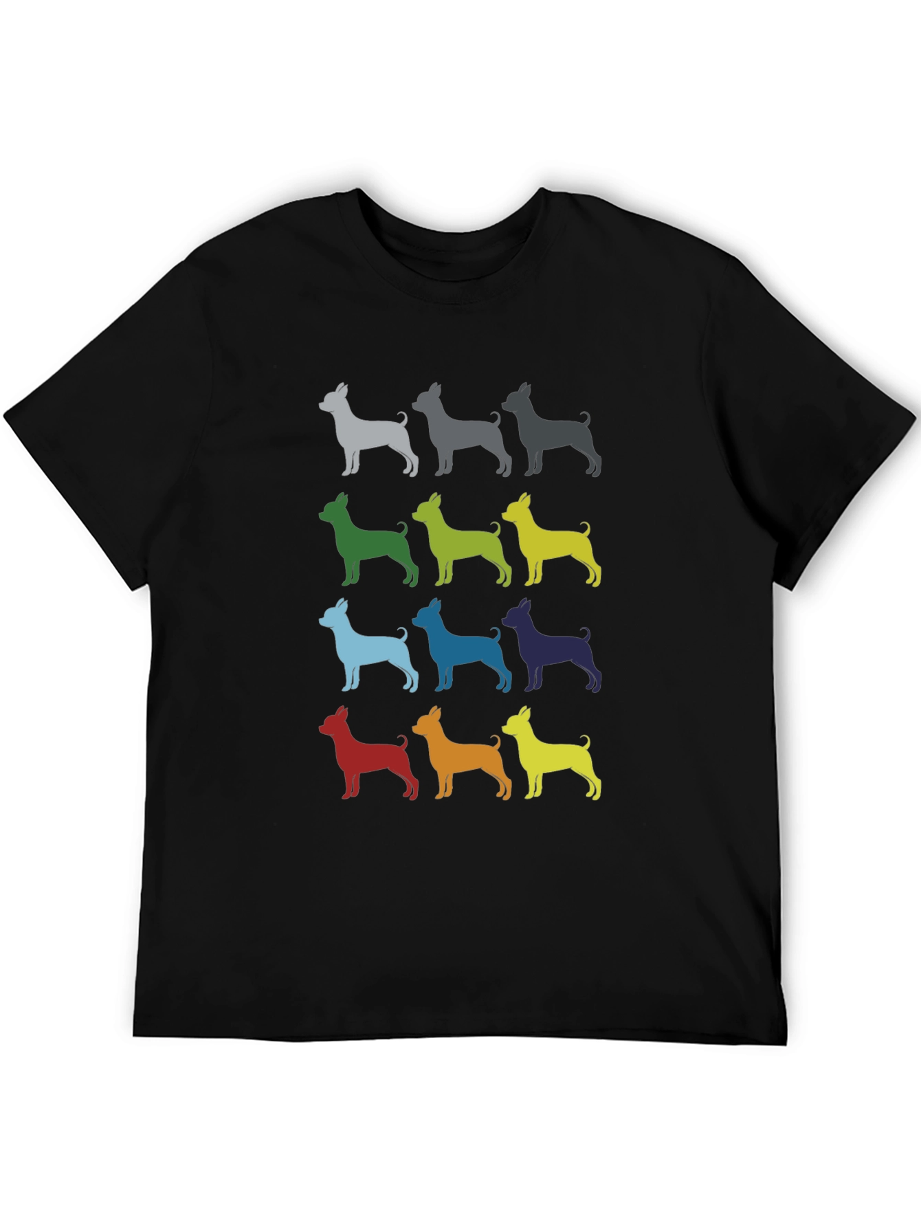 Colorful Dog Breed Graphic Print T-Shirt