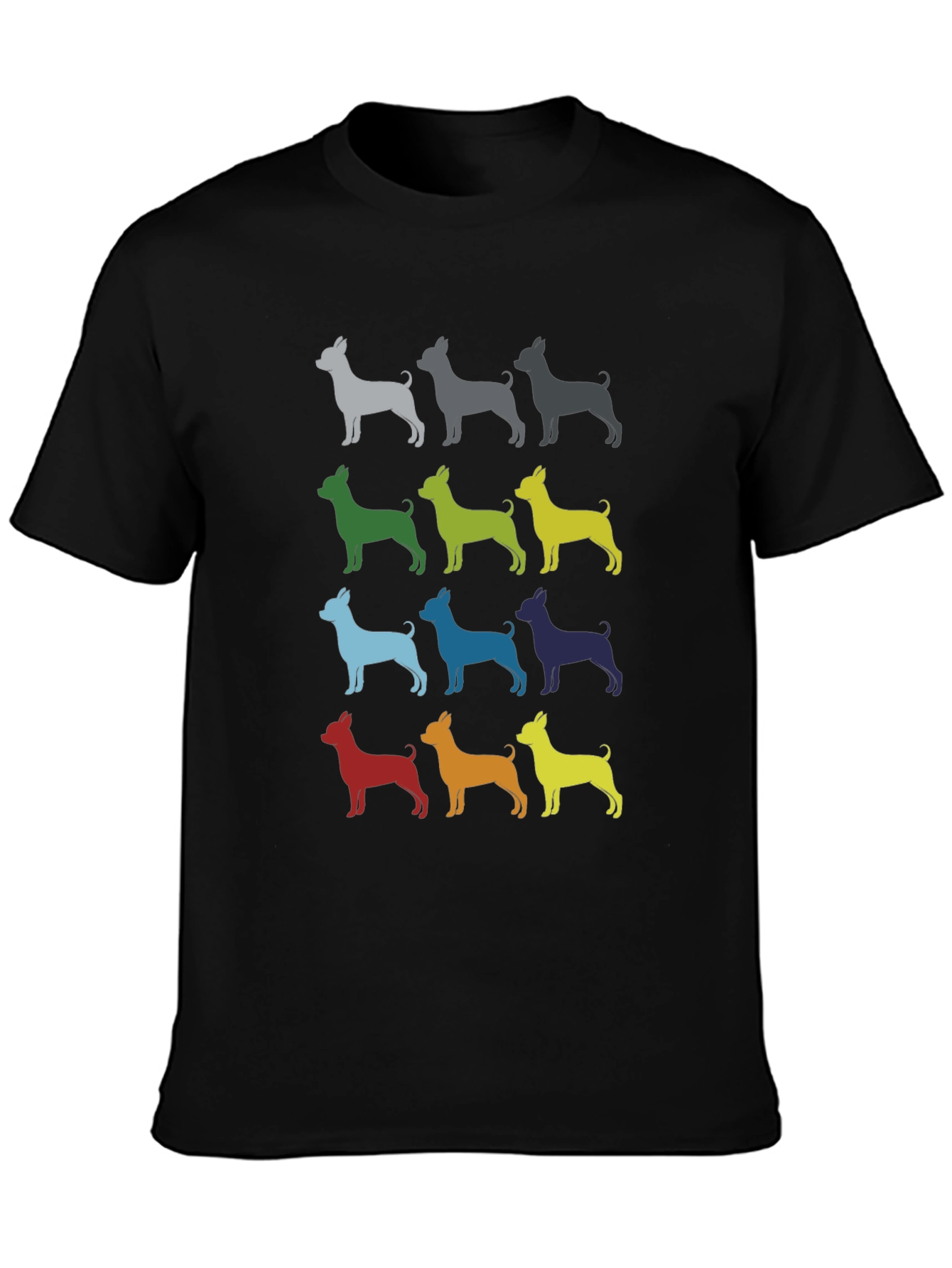 Colorful Dog Breed Graphic Print T-Shirt