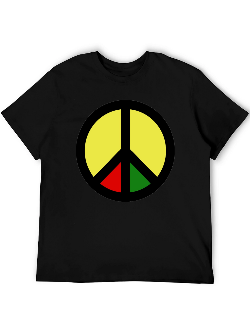 Rasta Peace Sign Graphic T-Shirt - Black