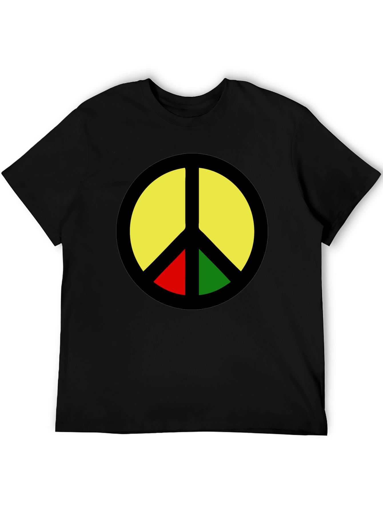 Rasta Peace Sign Graphic T-Shirt - Black
