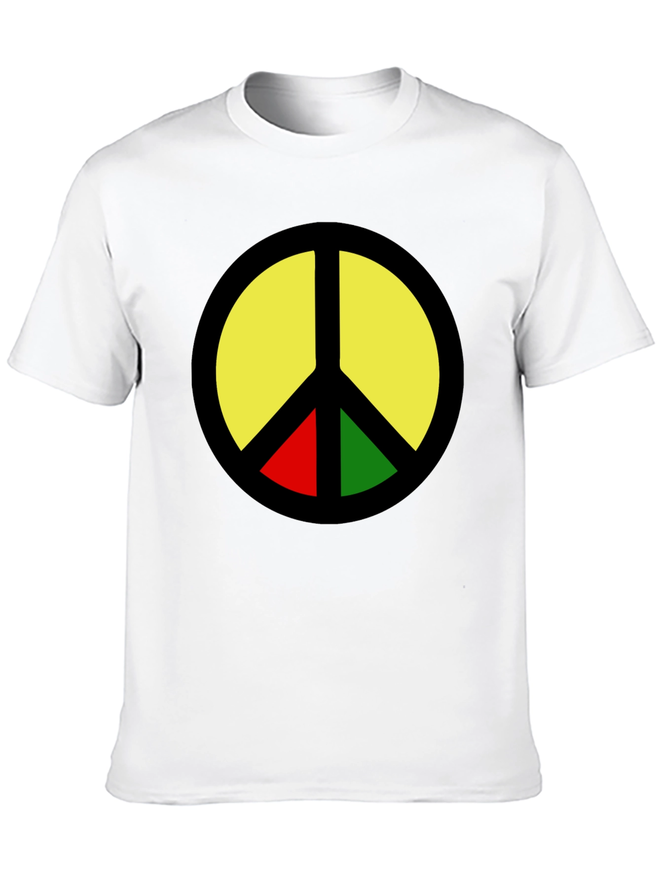 Rasta Peace Sign Graphic T-Shirt - Black