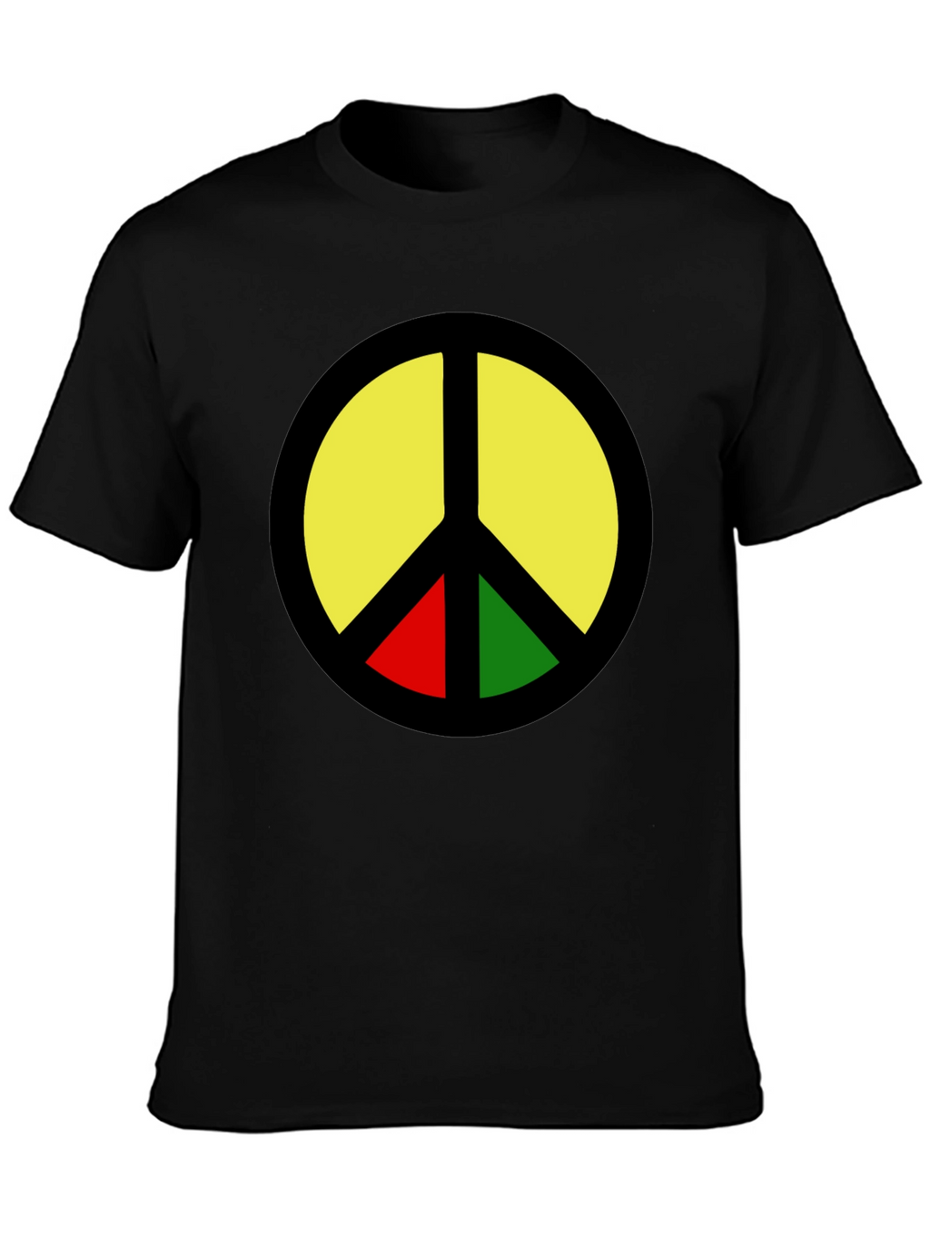Rasta Peace Sign Graphic T-Shirt - Black