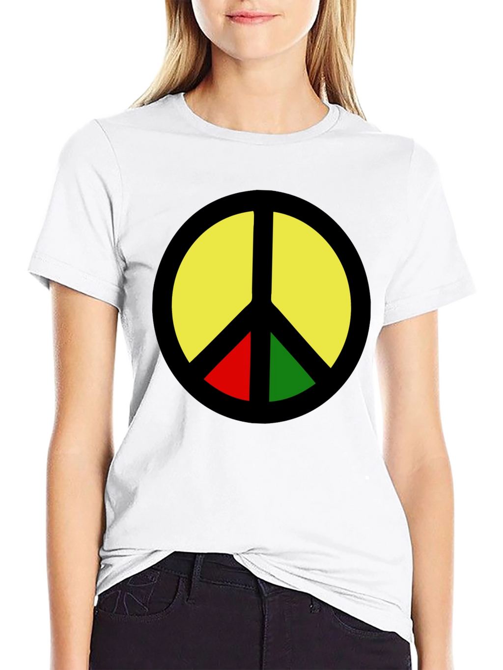 Rasta Peace Sign Graphic T-Shirt - Black