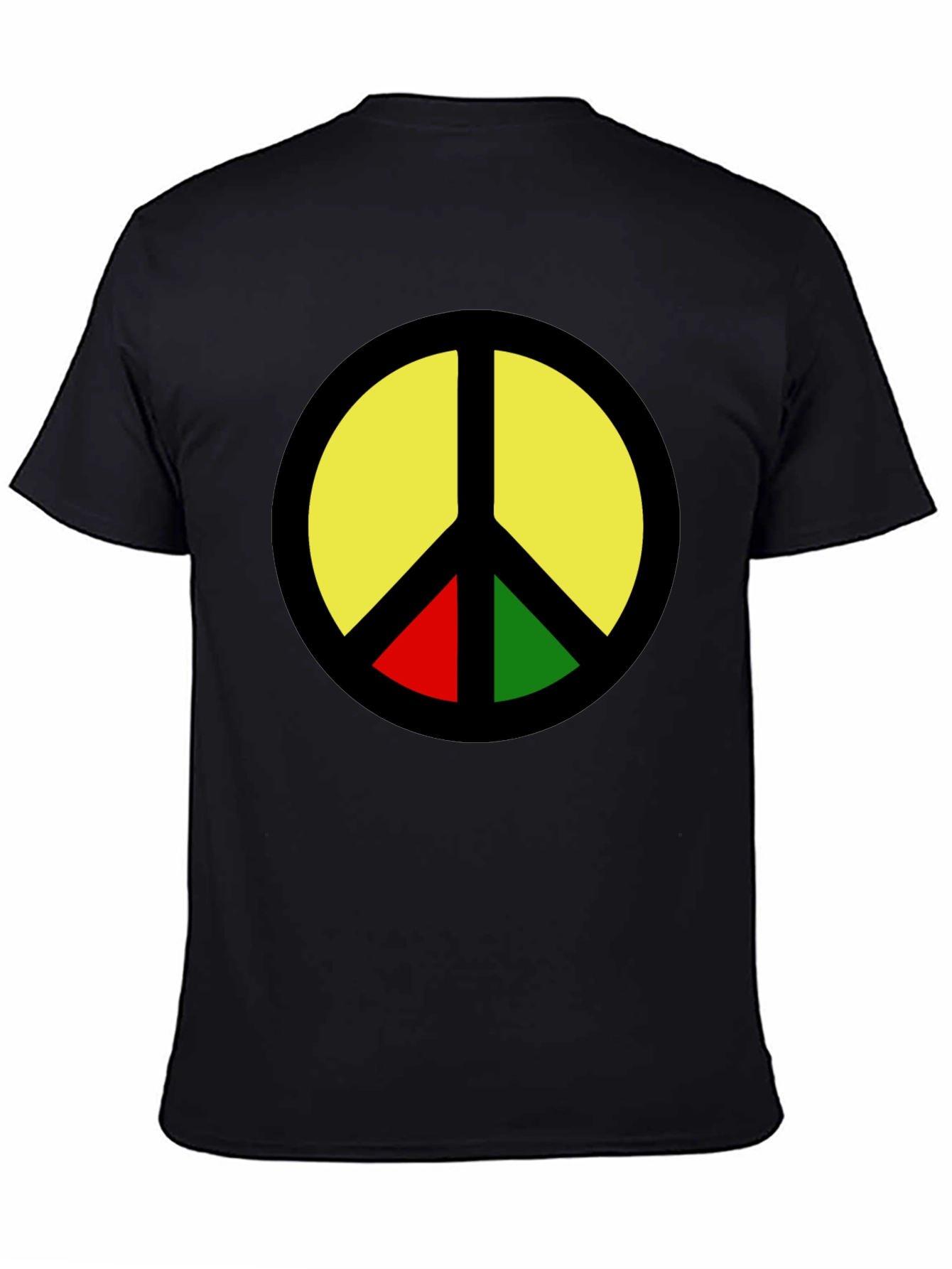 Rasta Peace Sign Graphic T-Shirt - Black