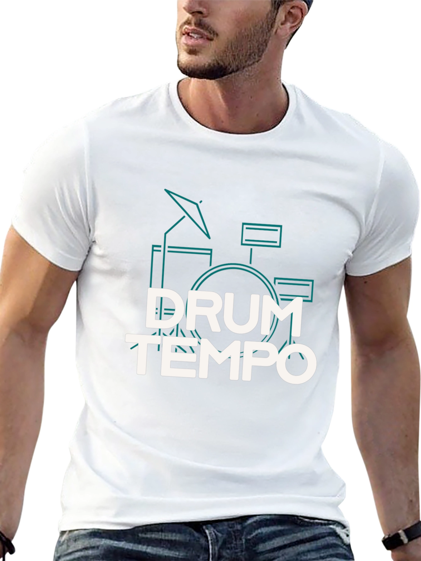 Drum Tempo Graphic Tee - Black Cotton T-Shirt