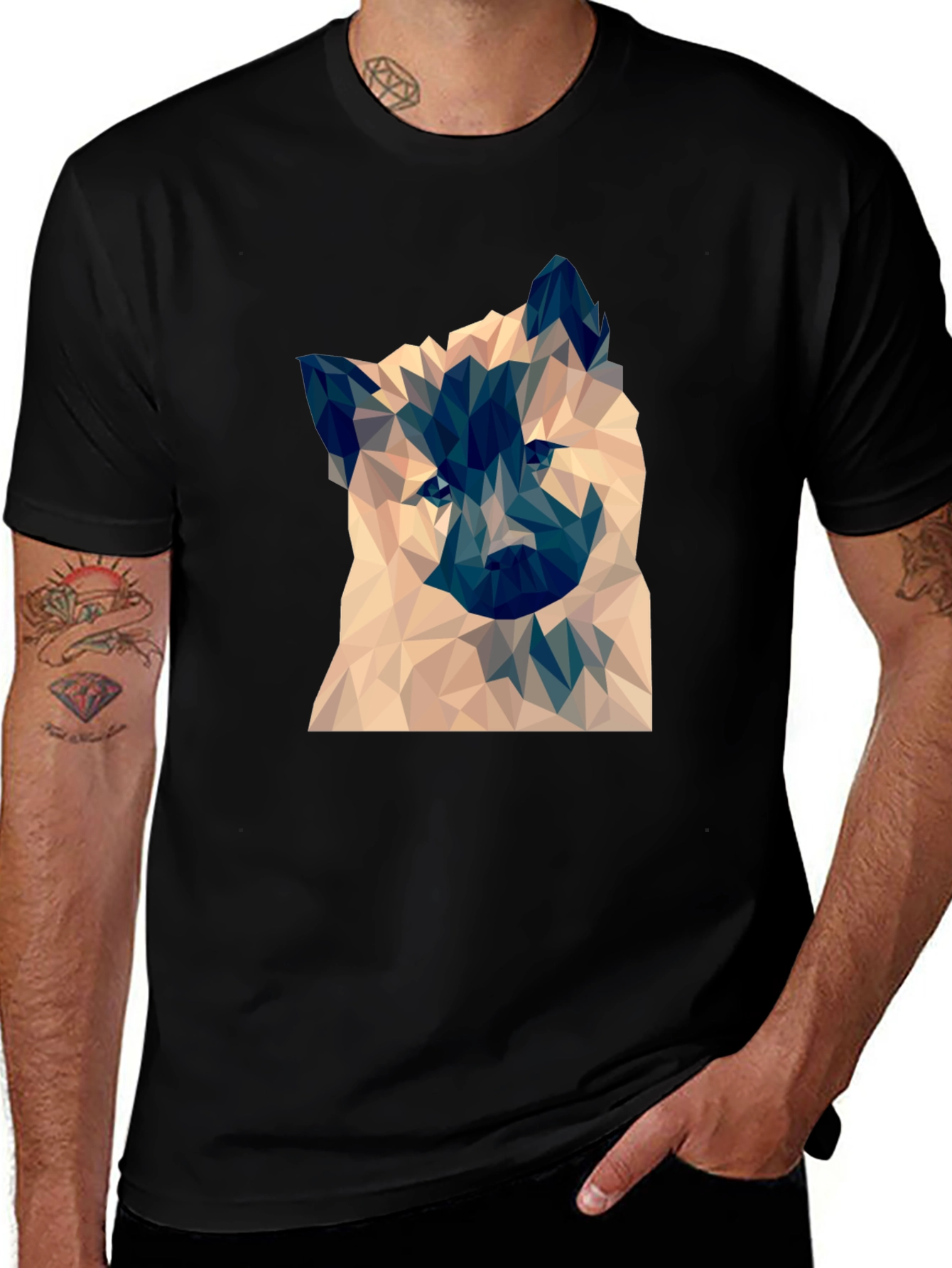 Geometric Dog Graphic Tee - Black