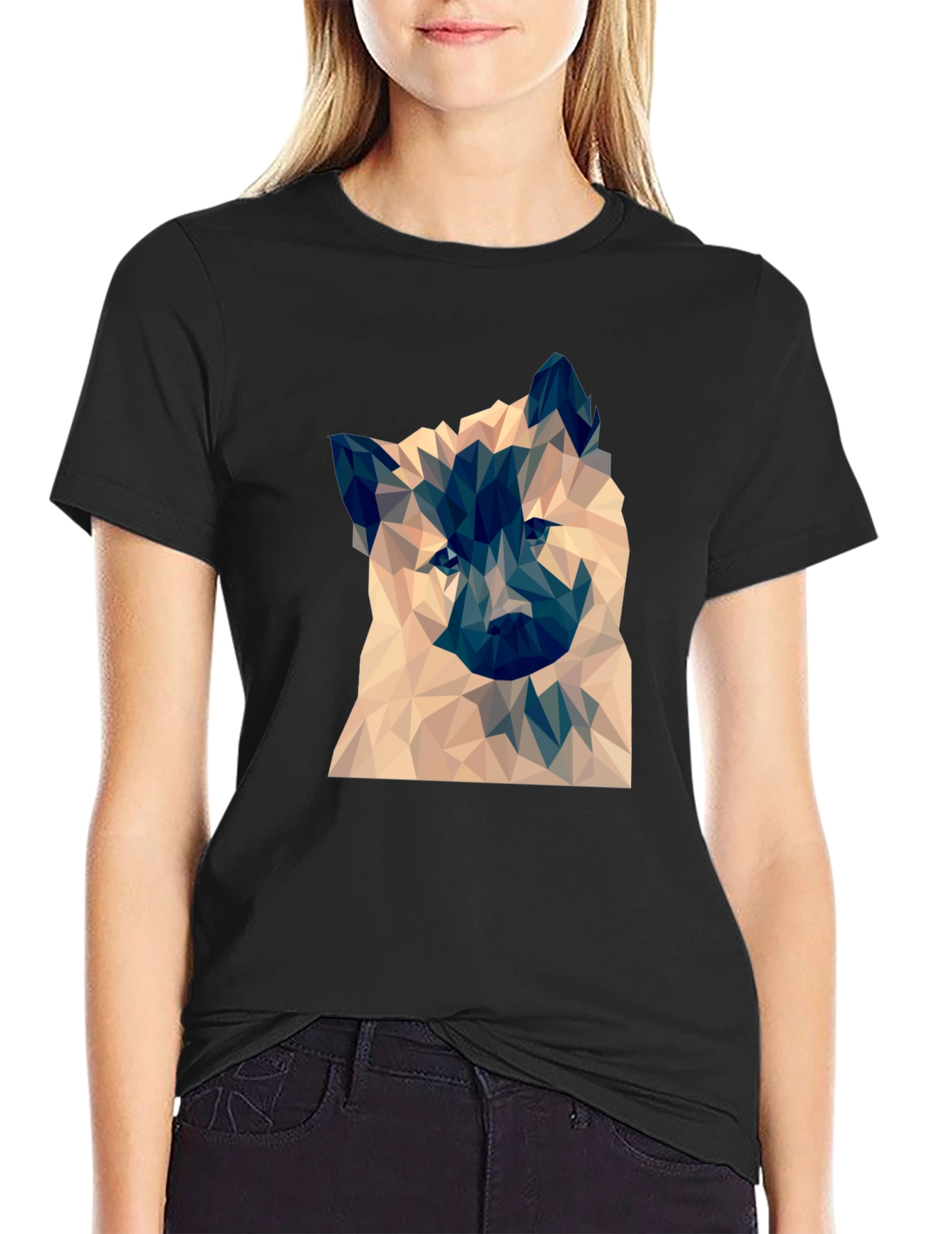 Geometric Dog Graphic Tee - Black