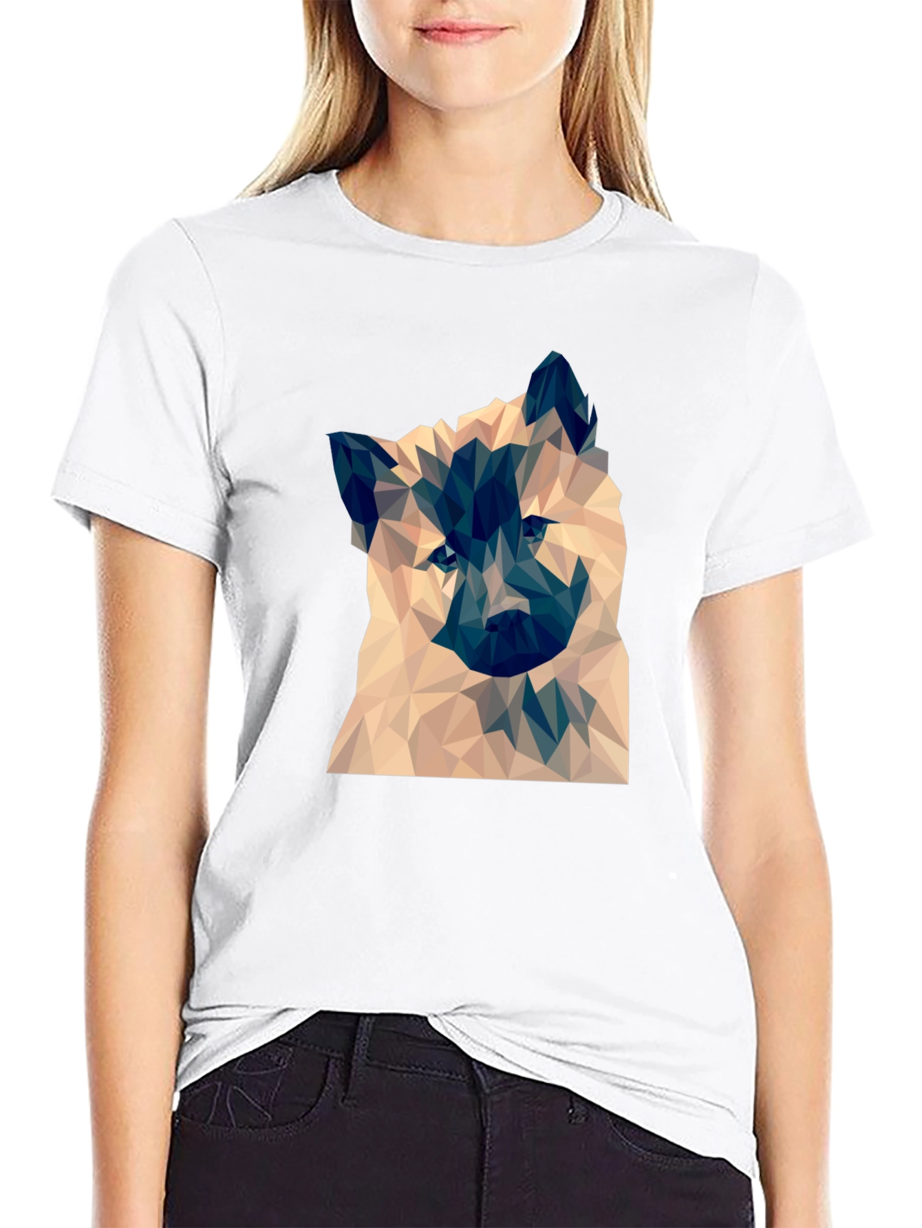 Geometric Dog Graphic Tee - Black