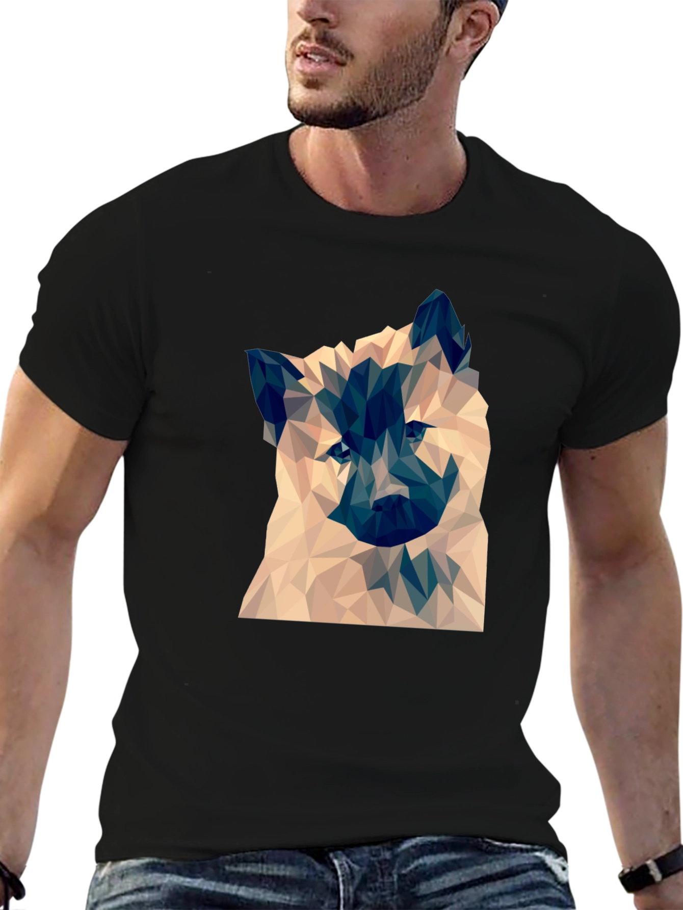 Geometric Dog Graphic Tee - Black