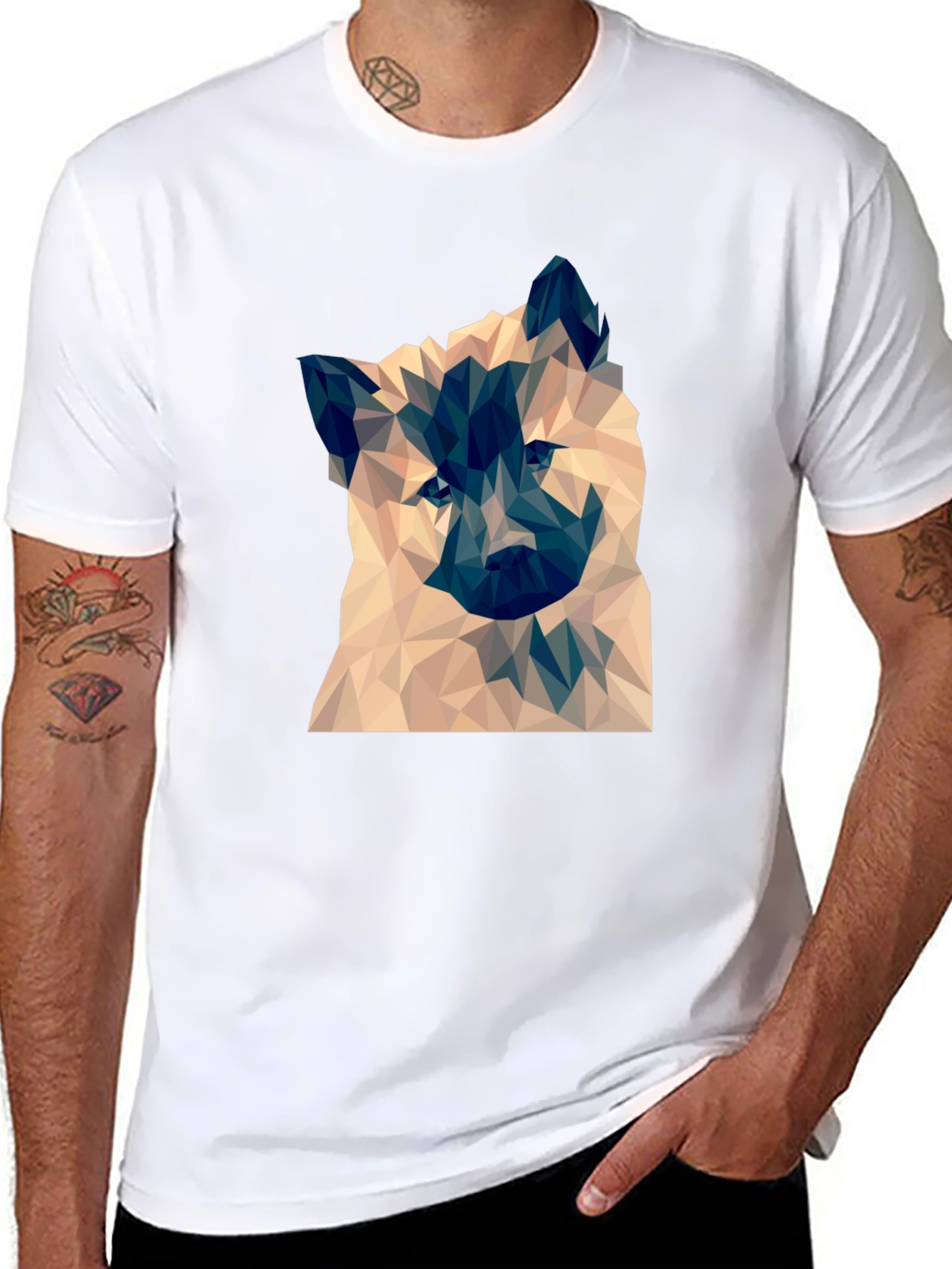 Geometric Dog Graphic Tee - Black