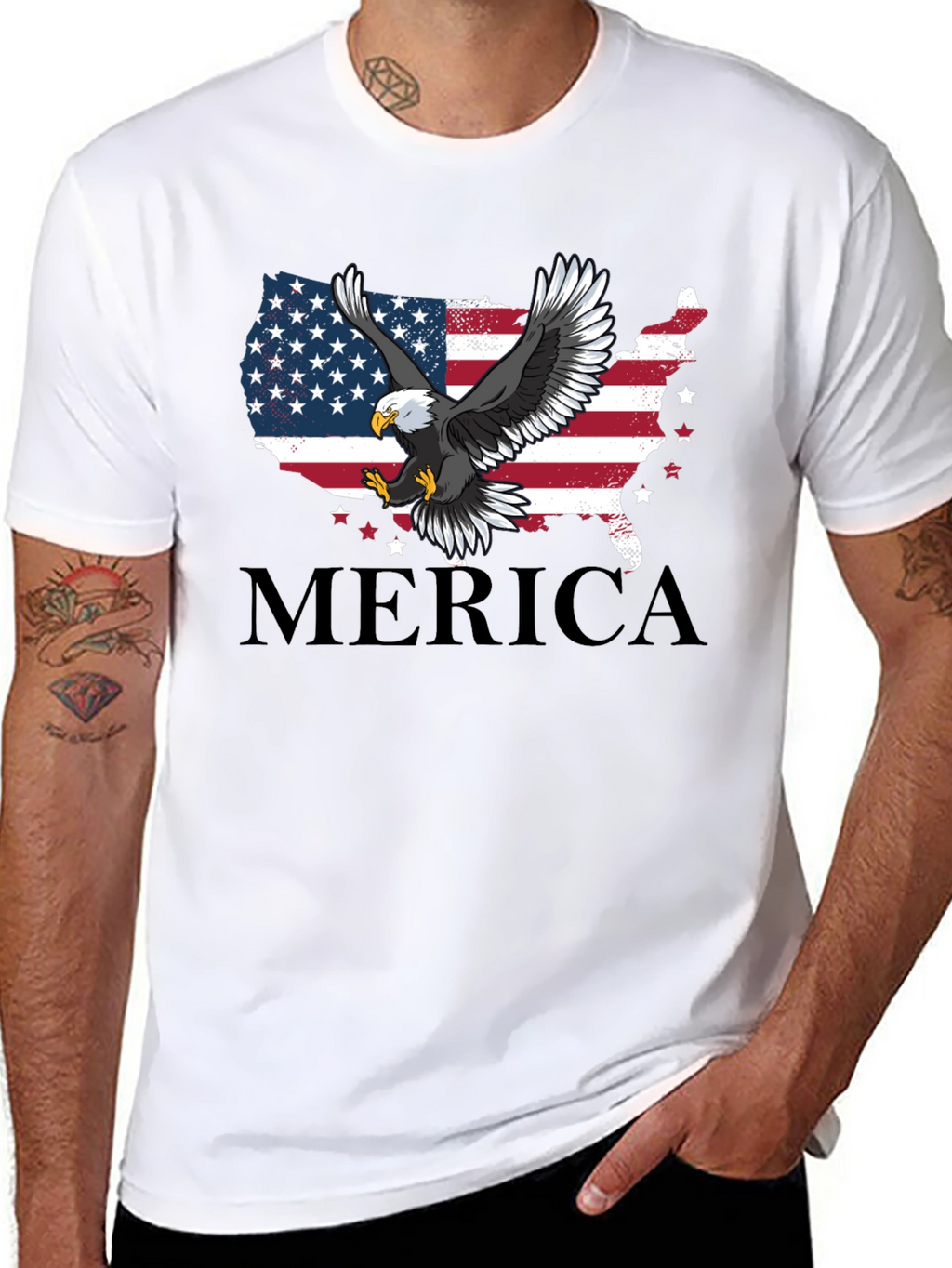 Patriotic Eagle Merica USA Flag Mens T-Shirt