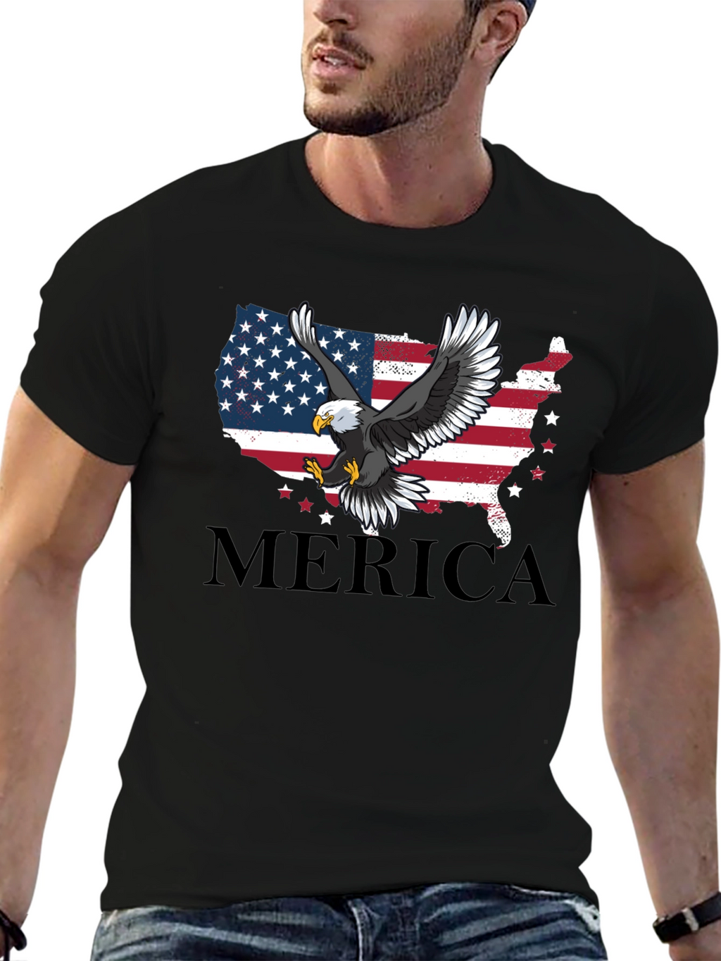 Patriotic Eagle Merica USA Flag Mens T-Shirt