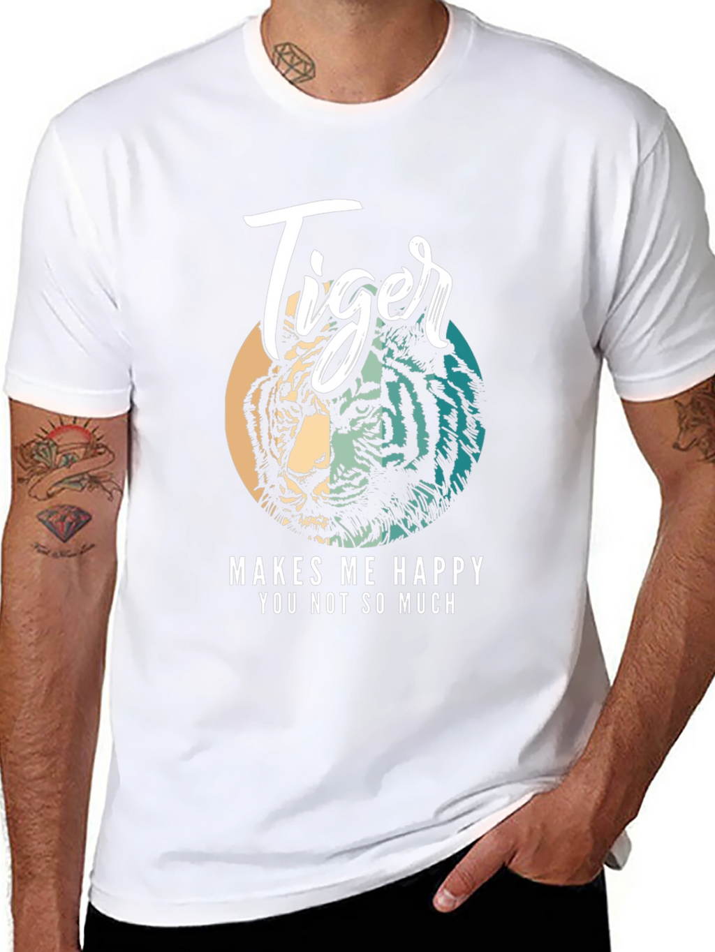 Tiger Graphic Tee - Makes Me Happy Black Shirt