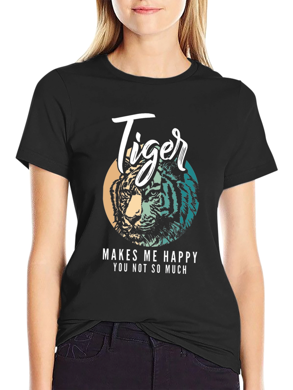 Tiger Graphic Tee - Makes Me Happy Black Shirt