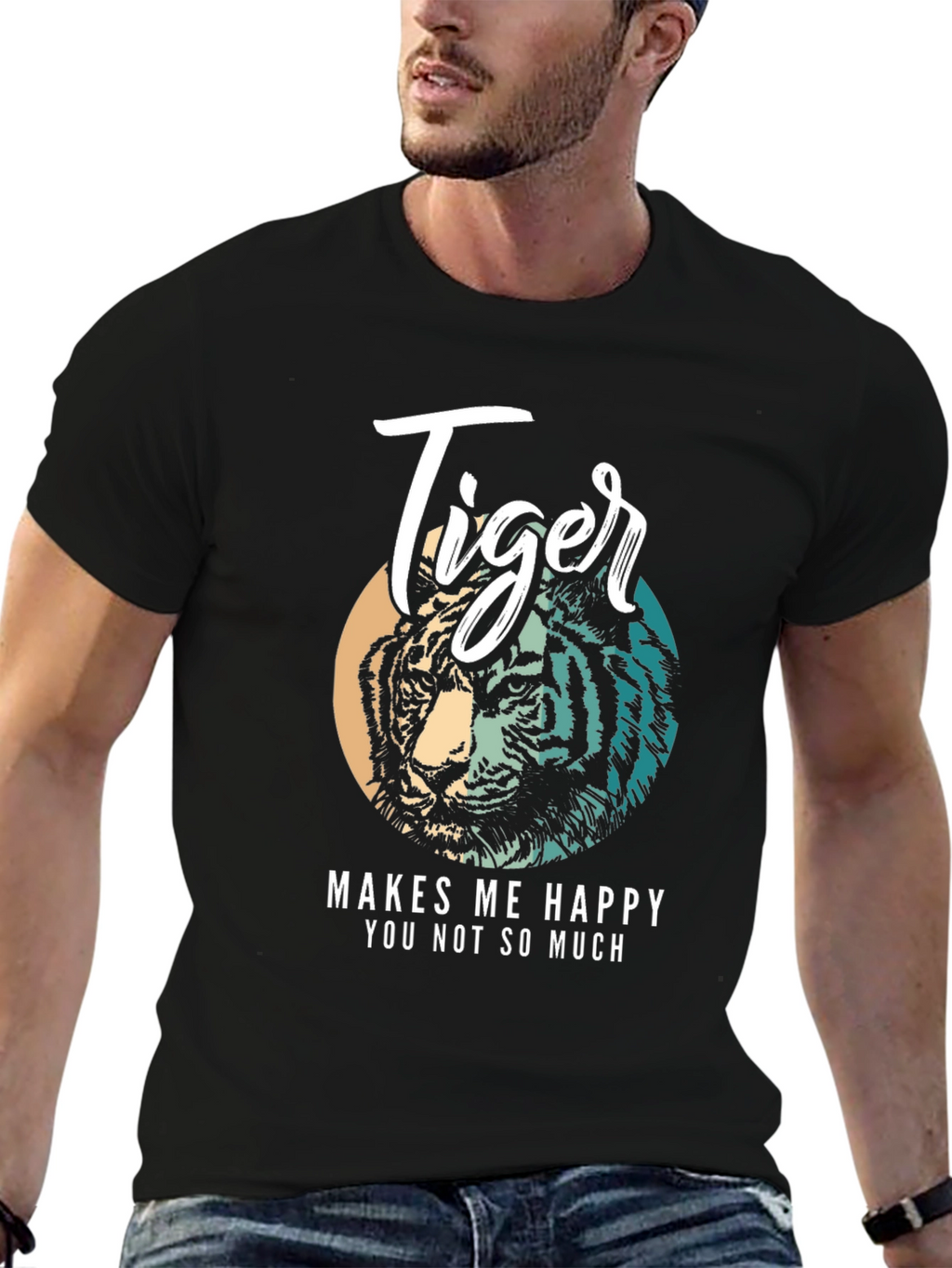 Tiger Graphic Tee - Makes Me Happy Black Shirt