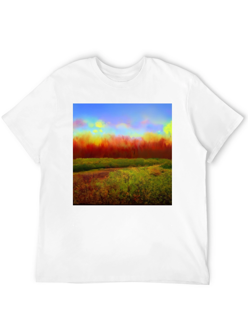 Abstract Landscape Graphic Tee - Black Cotton Blend