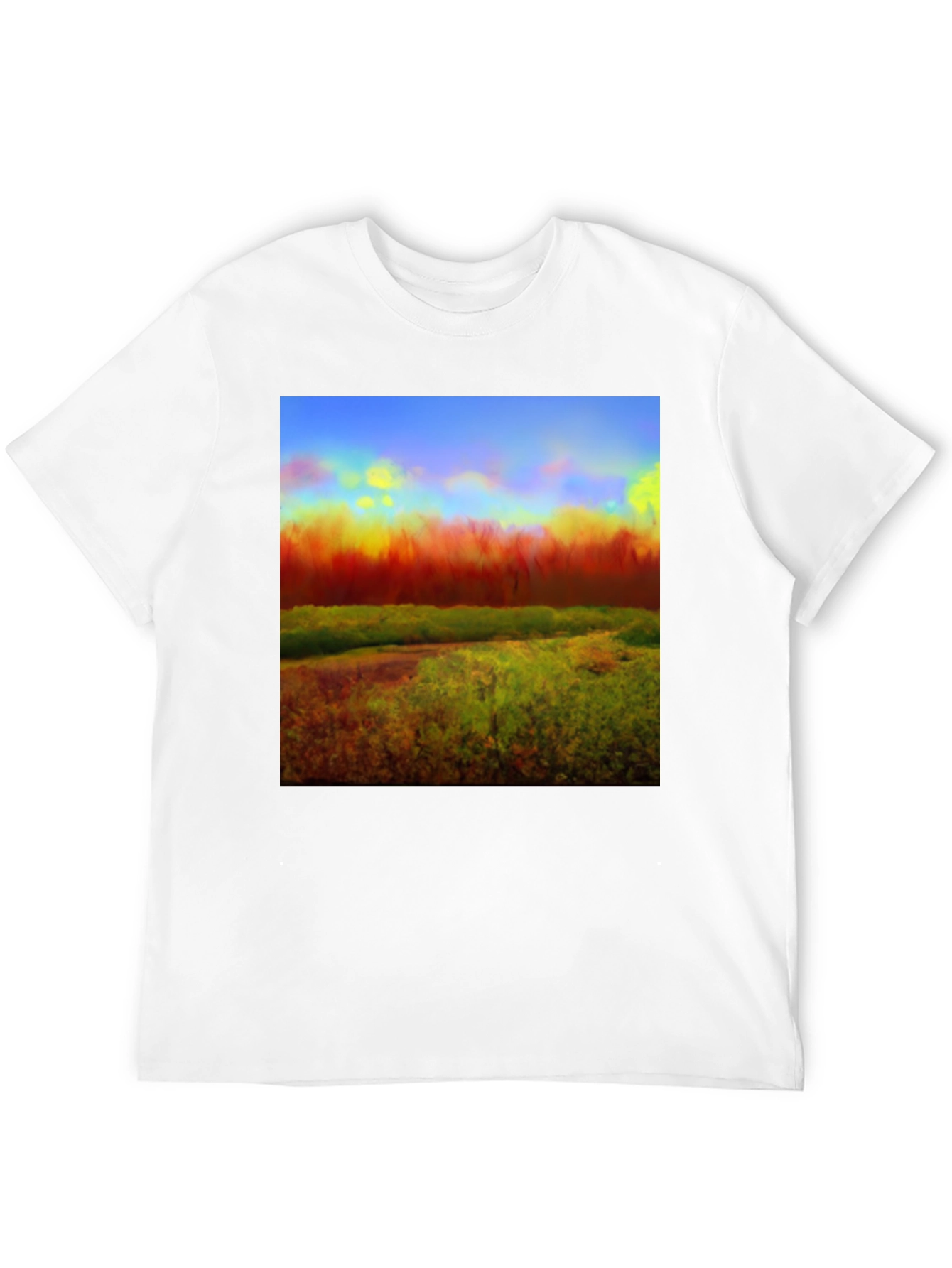 Abstract Landscape Graphic Tee - Black Cotton Blend