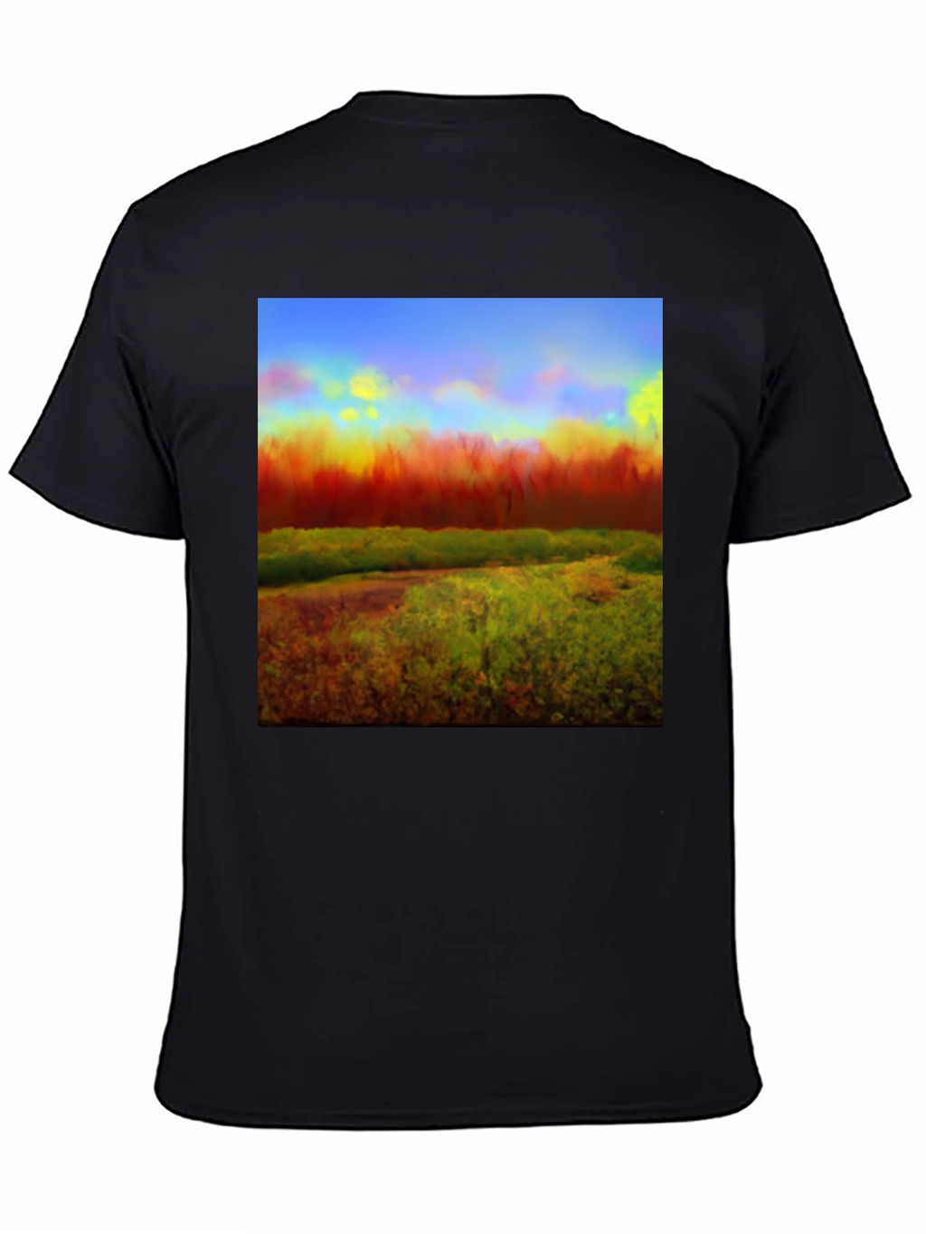 Abstract Landscape Graphic Tee - Black Cotton Blend
