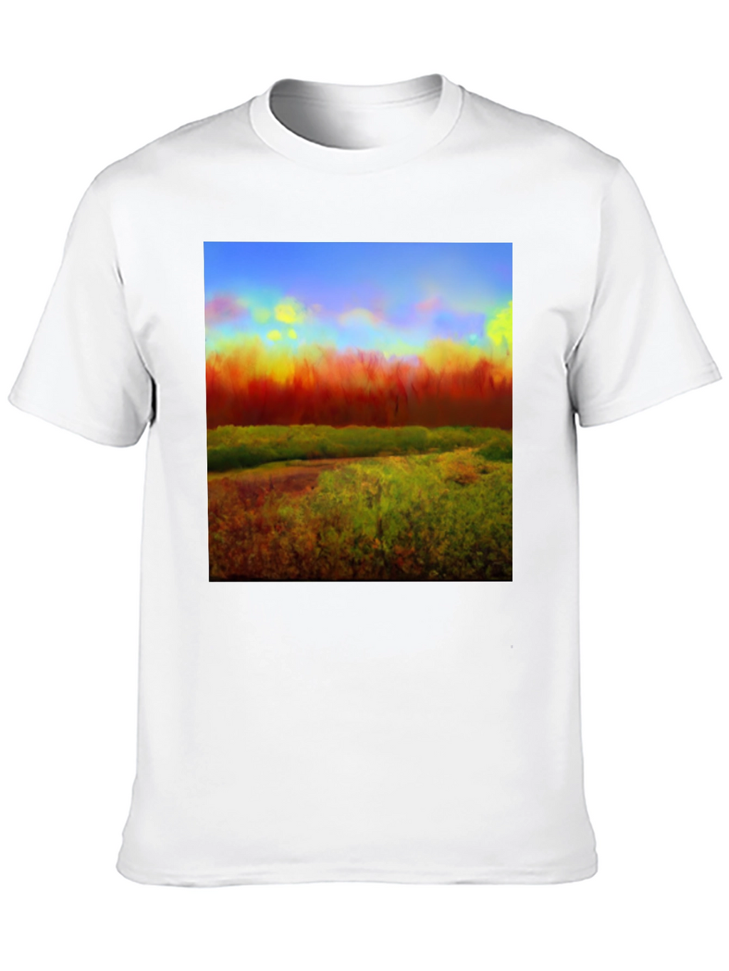 Abstract Landscape Graphic Tee - Black Cotton Blend