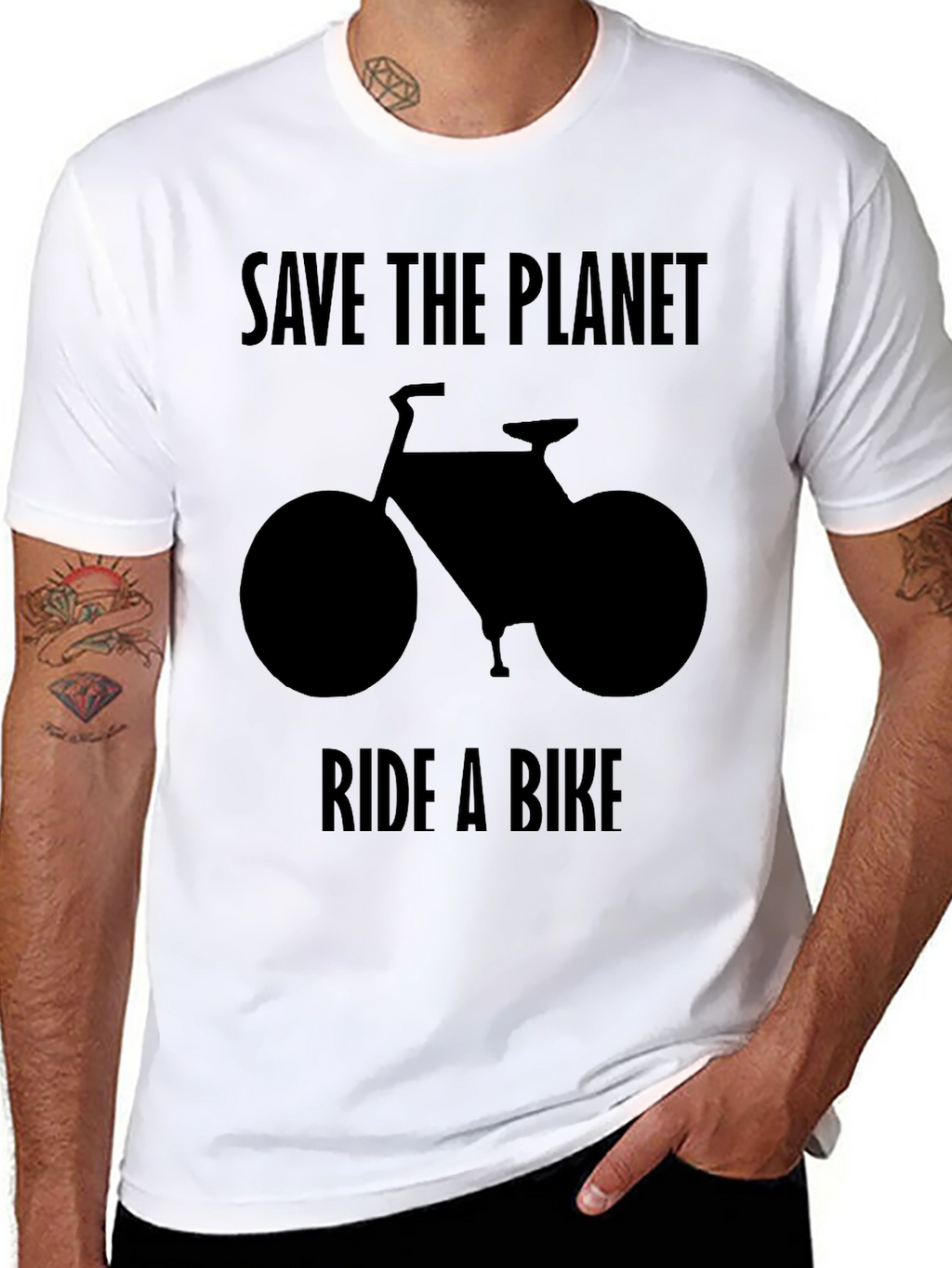Save the Planet Ride a Bike Black T-Shirt