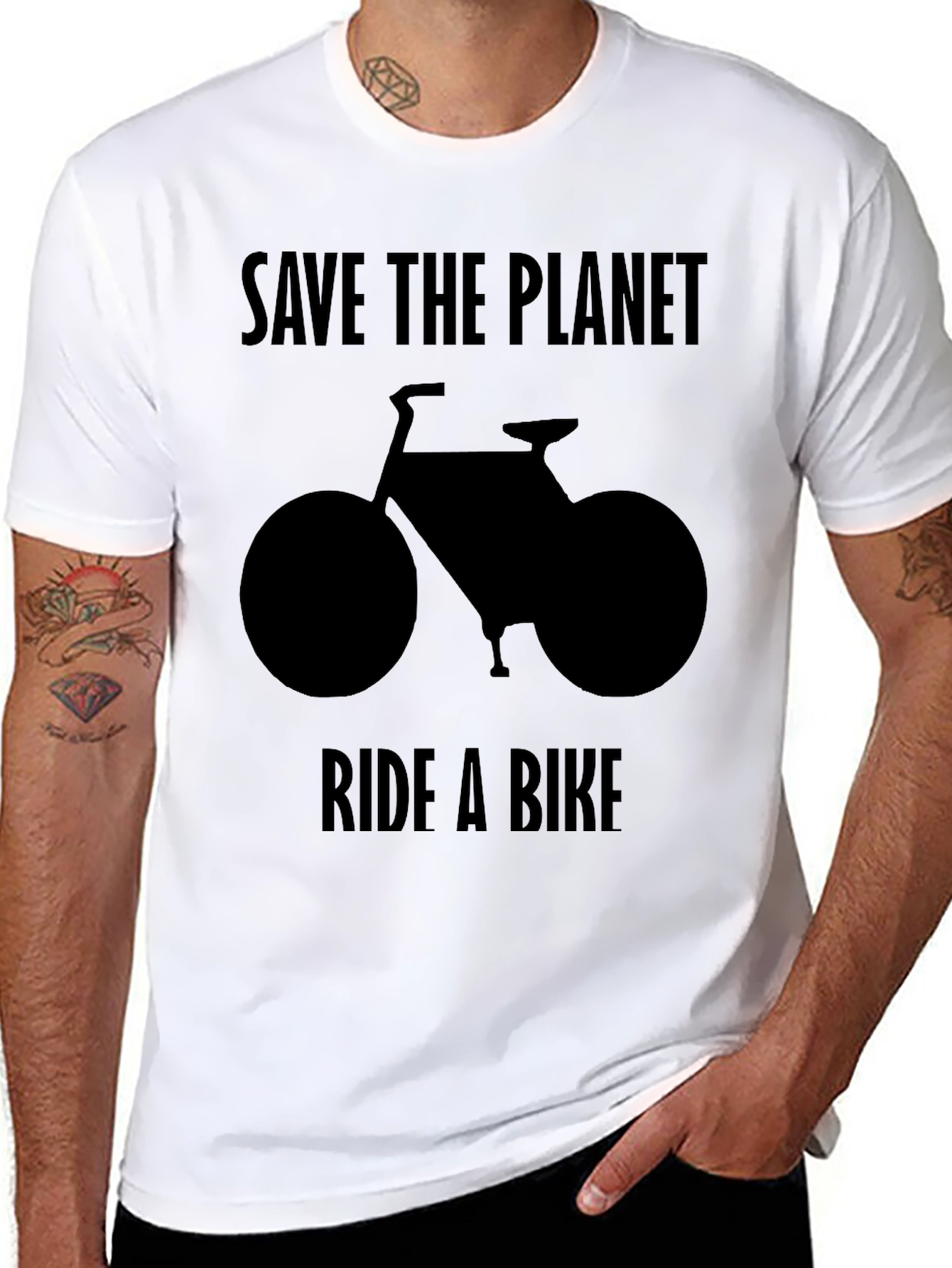 Save the Planet Ride a Bike Black T-Shirt
