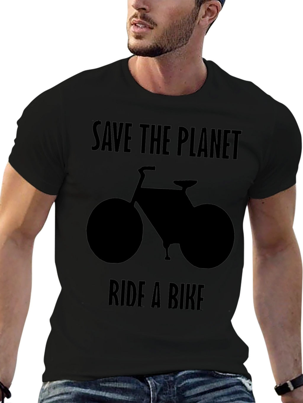 Save the Planet Ride a Bike Black T-Shirt