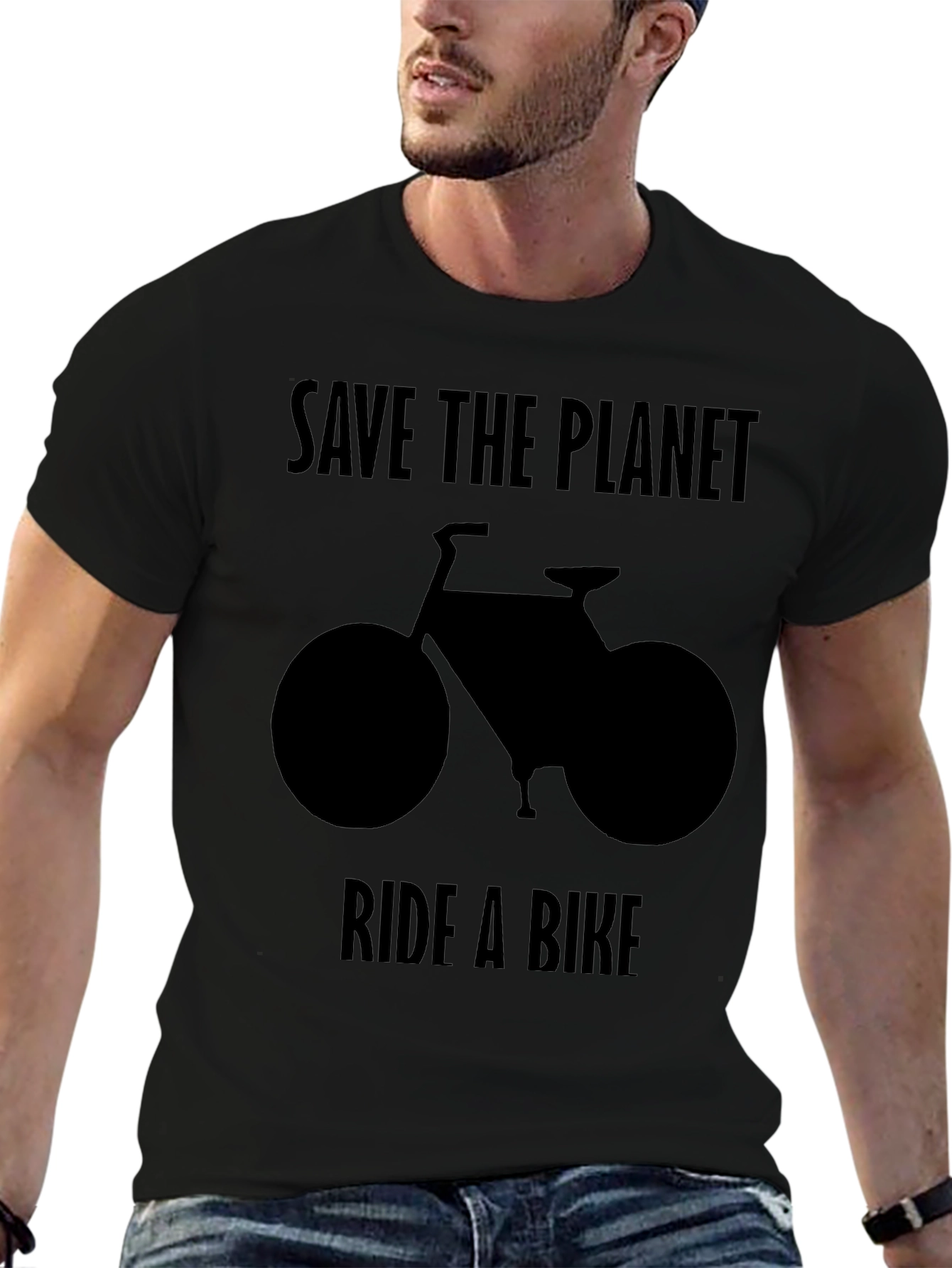 Save the Planet Ride a Bike Black T-Shirt