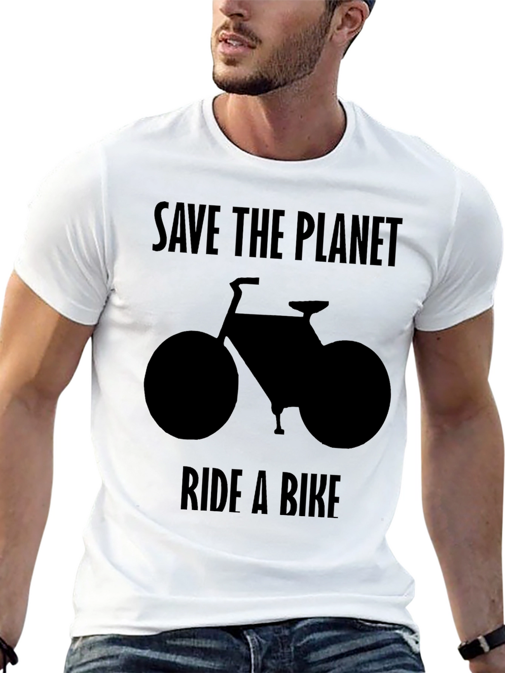Save the Planet Ride a Bike Black T-Shirt