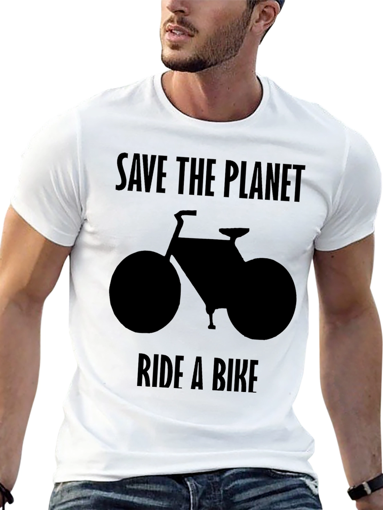 Save the Planet Ride a Bike Black T-Shirt