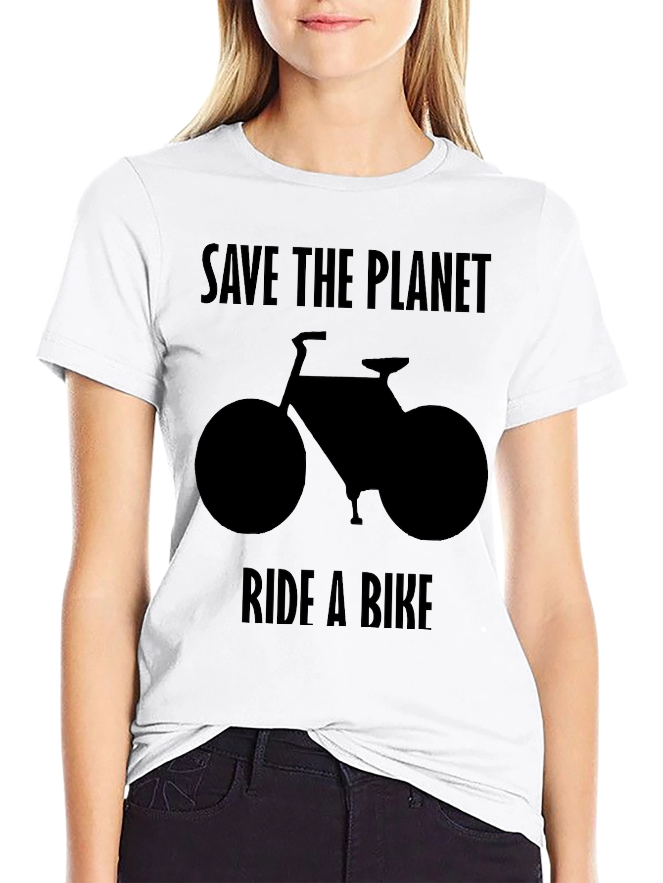 Save the Planet Ride a Bike Black T-Shirt