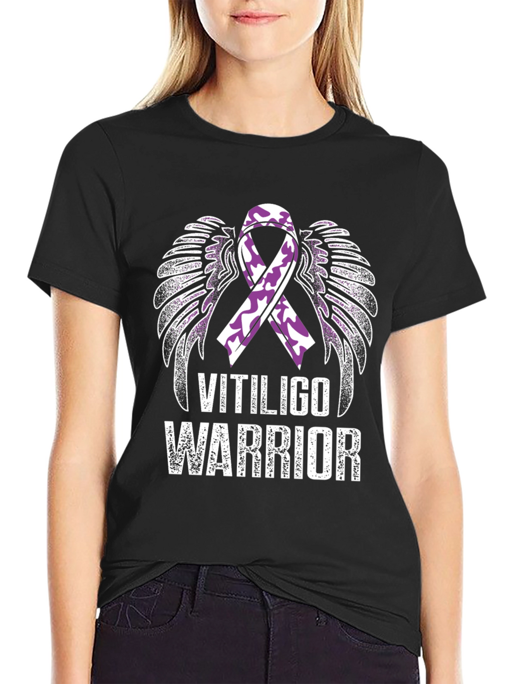 Vitiligo Warrior Ribbon Wings T-Shirt