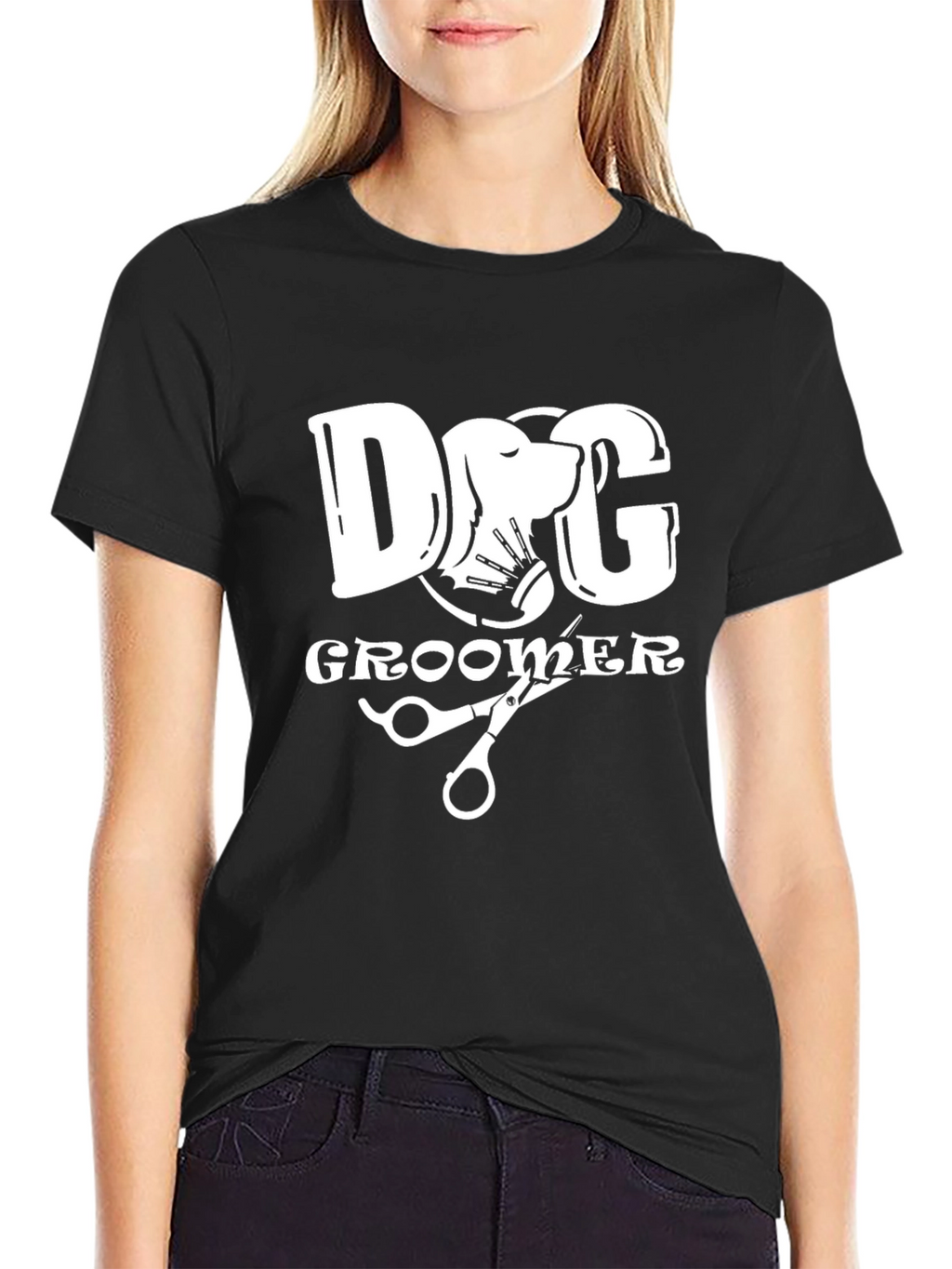 Dog Groomer Graphic Tee - Black Cotton T-Shirt