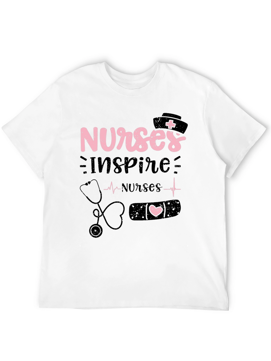 Nurses Inspire Black Cotton Graphic T-Shirt