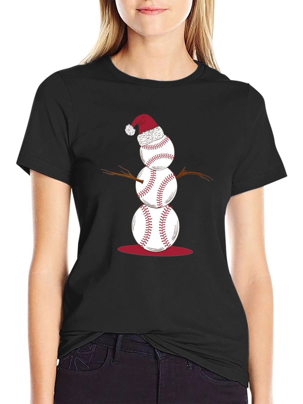 Baseball Snowman T-Shirt - Holiday Fun!