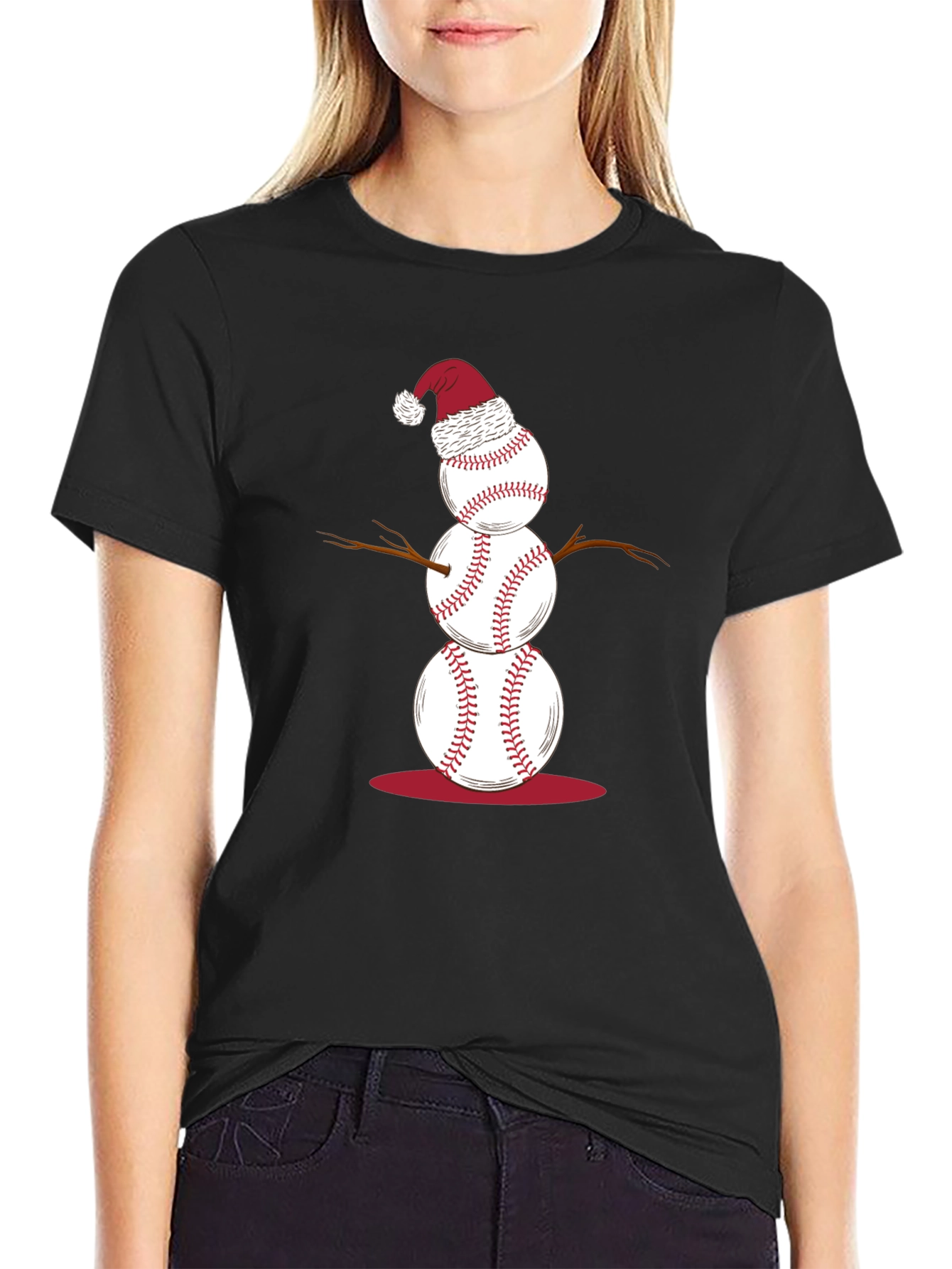 Baseball Snowman T-Shirt - Holiday Fun!