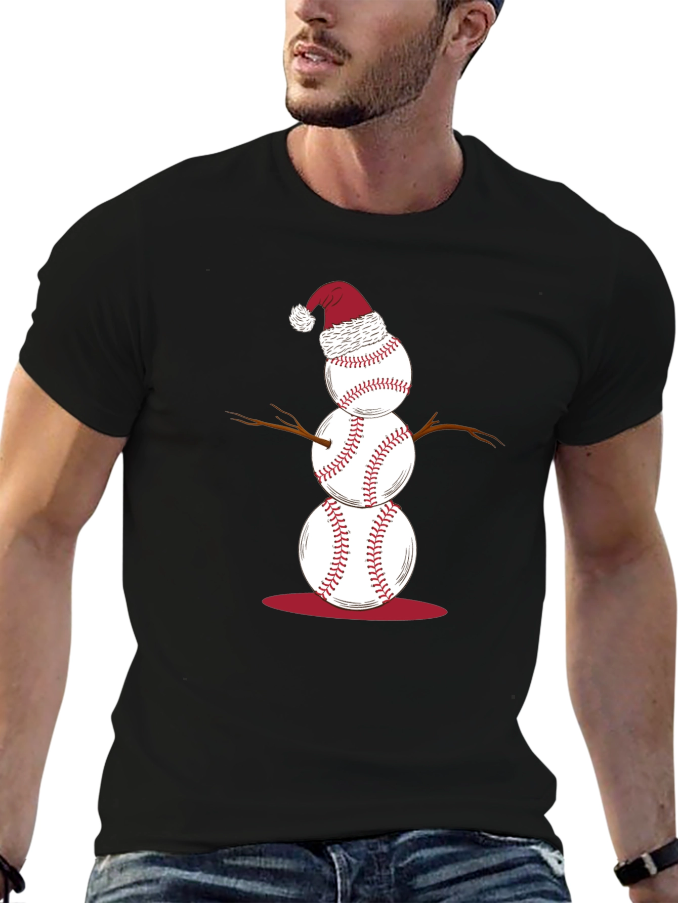 Baseball Snowman T-Shirt - Holiday Fun!