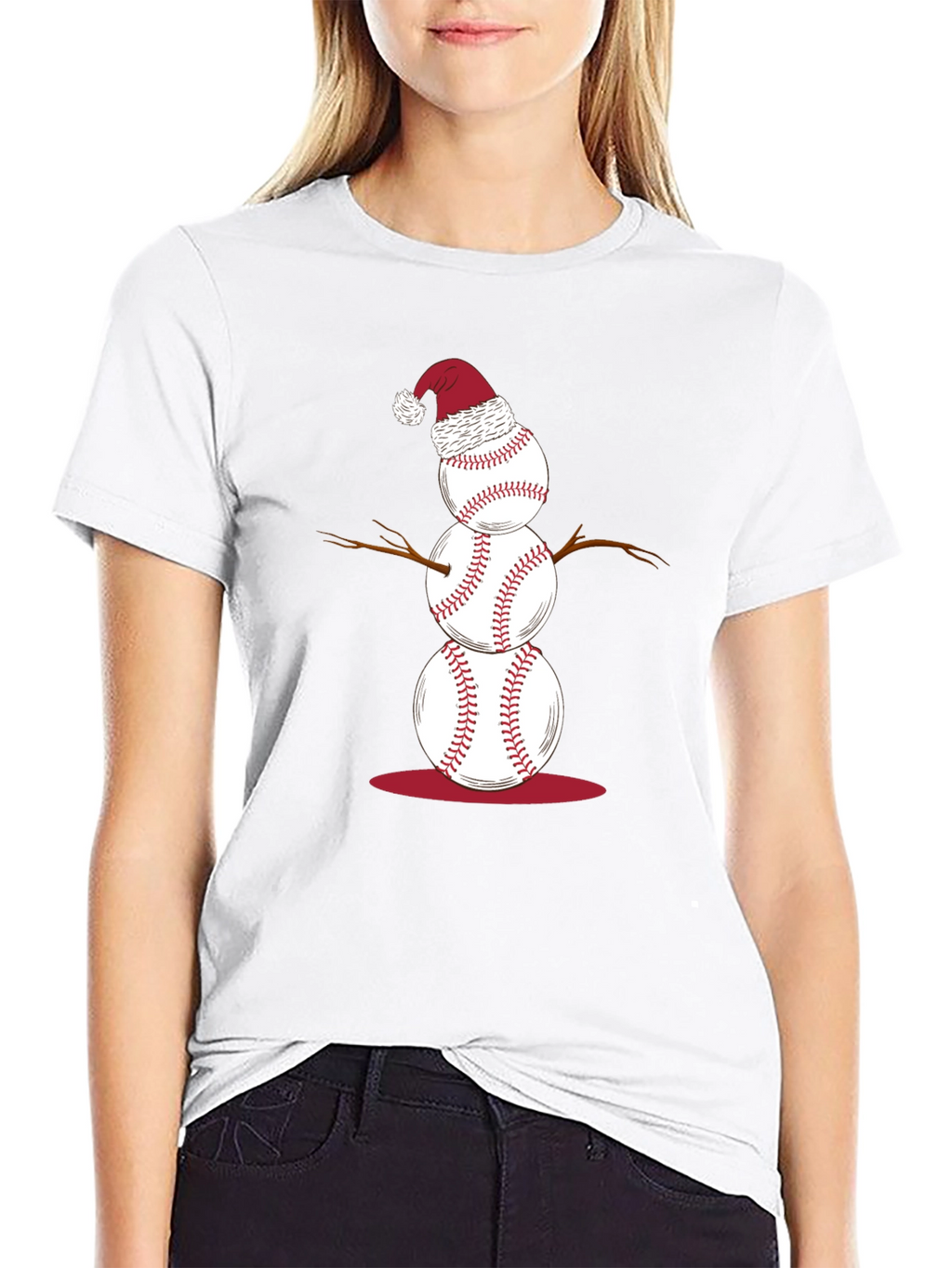 Baseball Snowman T-Shirt - Holiday Fun!