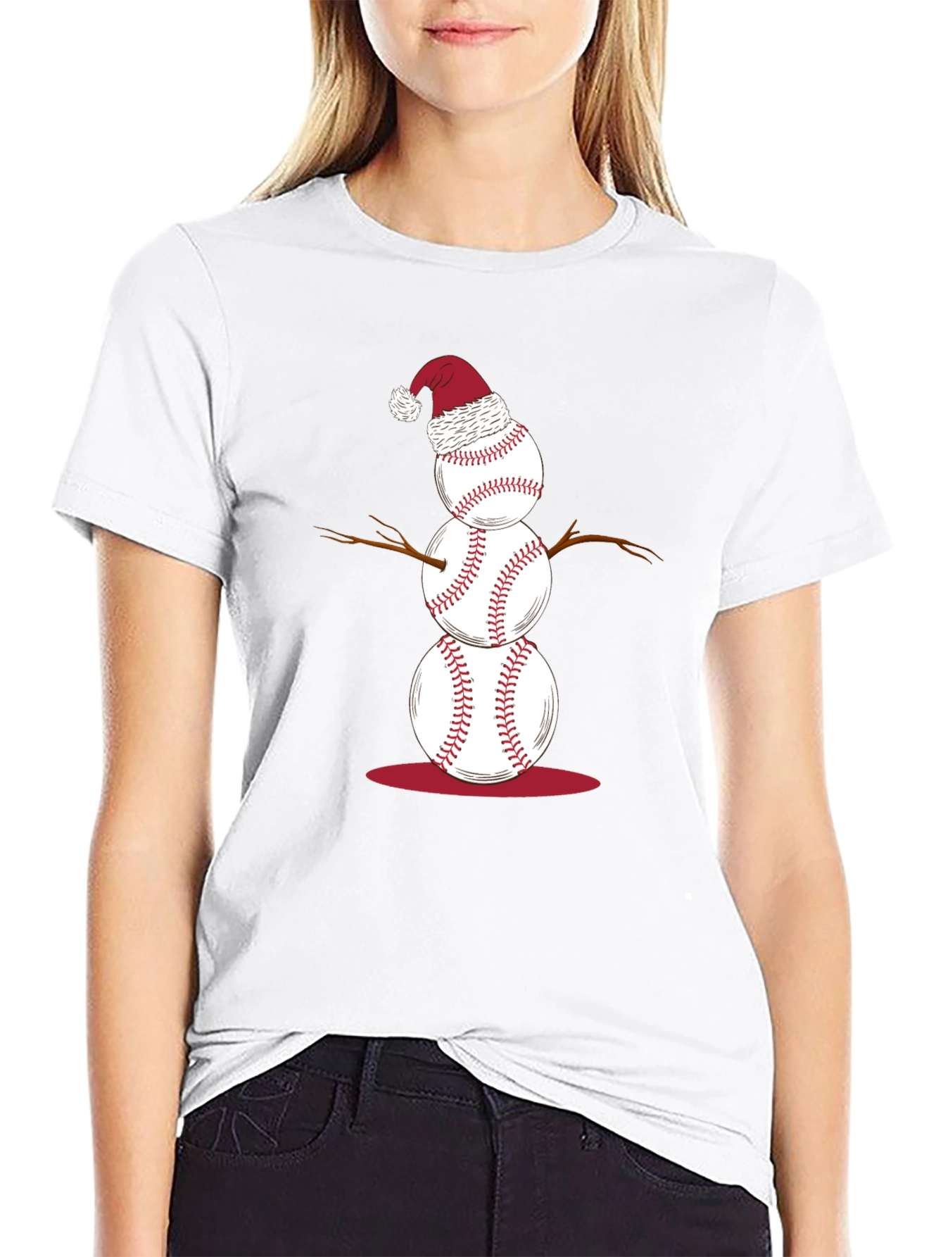 Baseball Snowman T-Shirt - Holiday Fun!