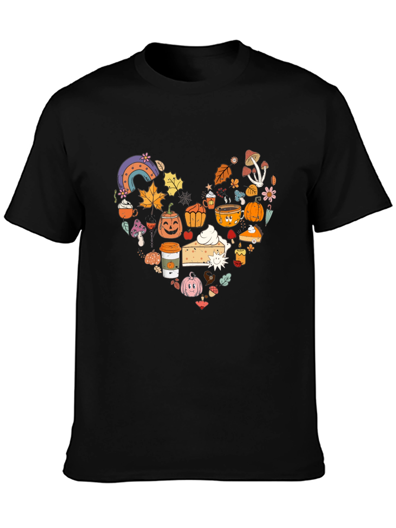 Fall Theme Heart Graphic T-Shirt