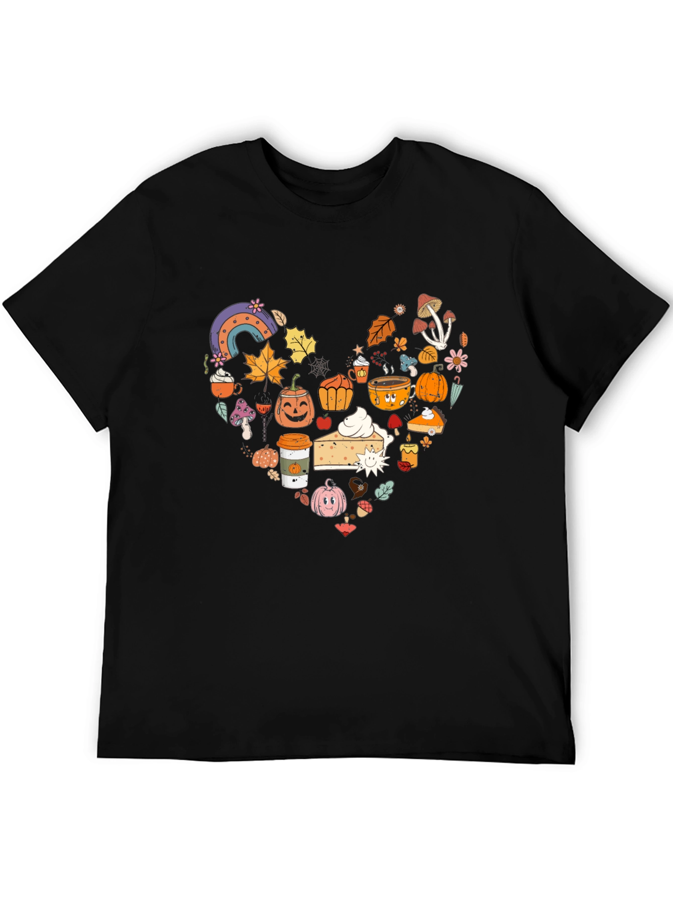 Fall Theme Heart Graphic T-Shirt