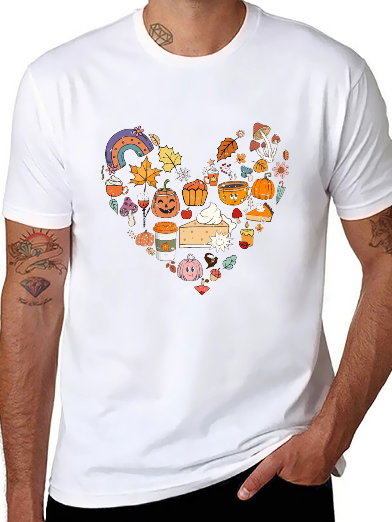 Fall Theme Heart Graphic T-Shirt