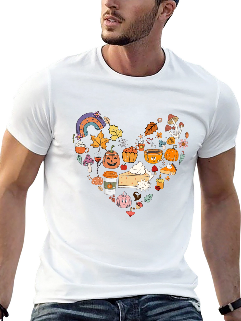 Fall Theme Heart Graphic T-Shirt