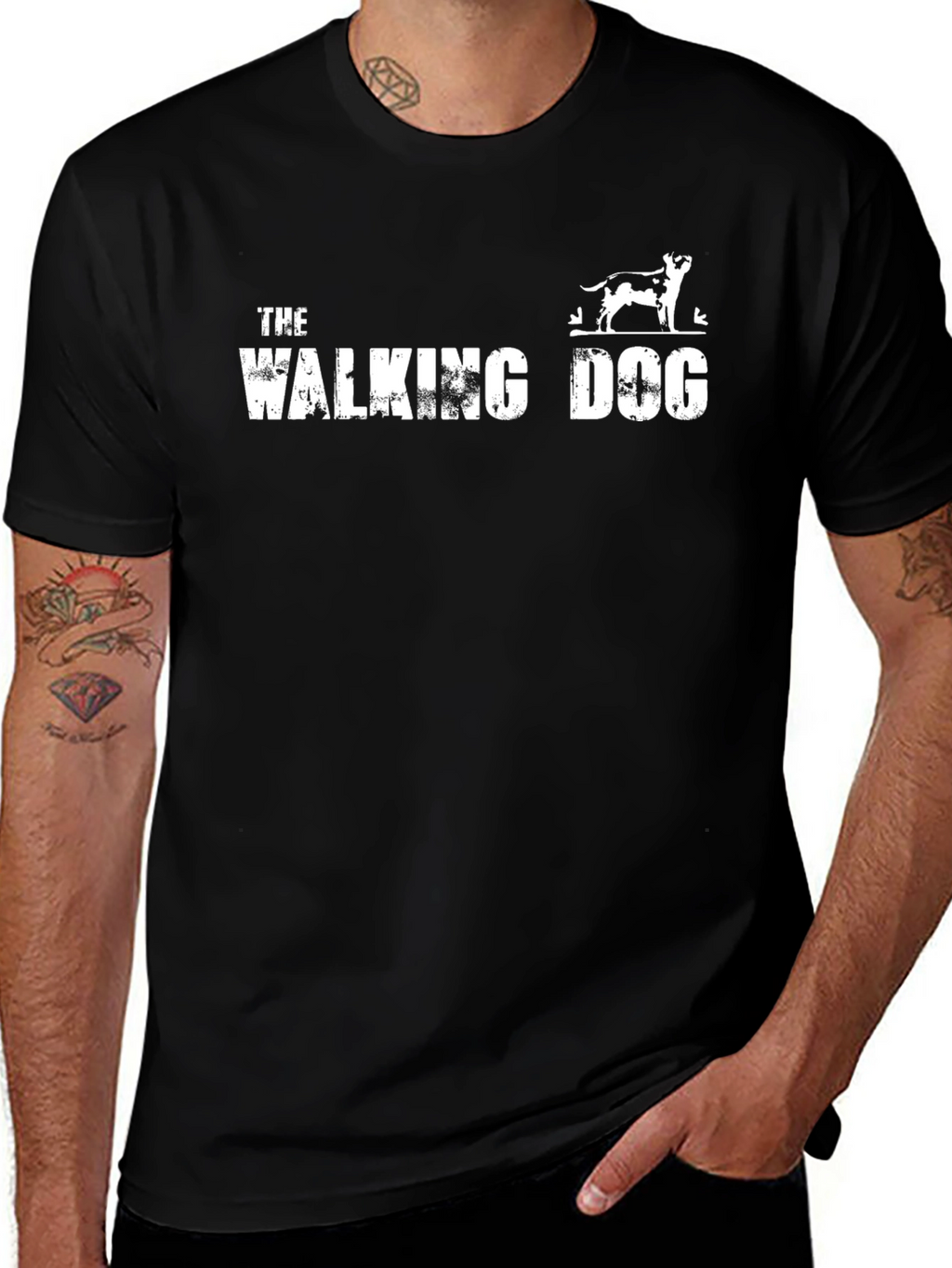 The Walking Dog Tee - Black Cotton Graphic T-Shirt