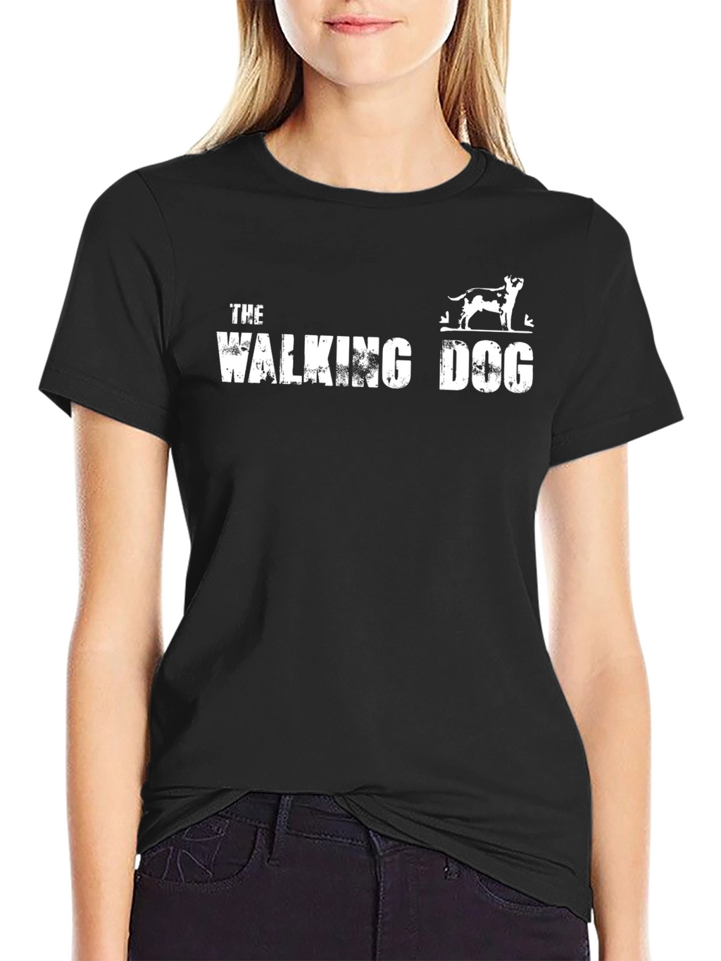 The Walking Dog Tee - Black Cotton Graphic T-Shirt