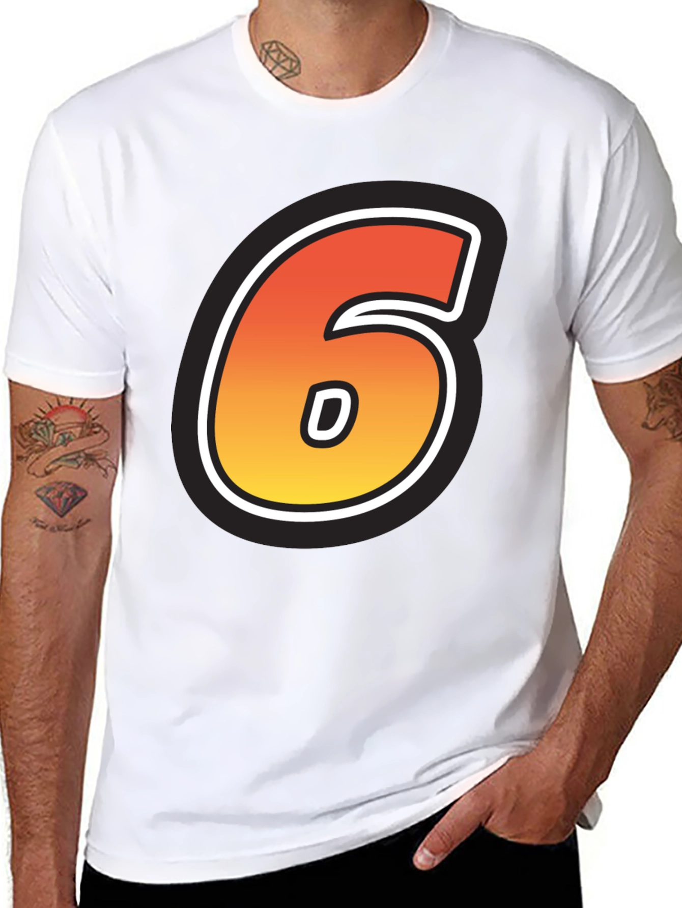 Number 6 T-Shirt - Gradient Design