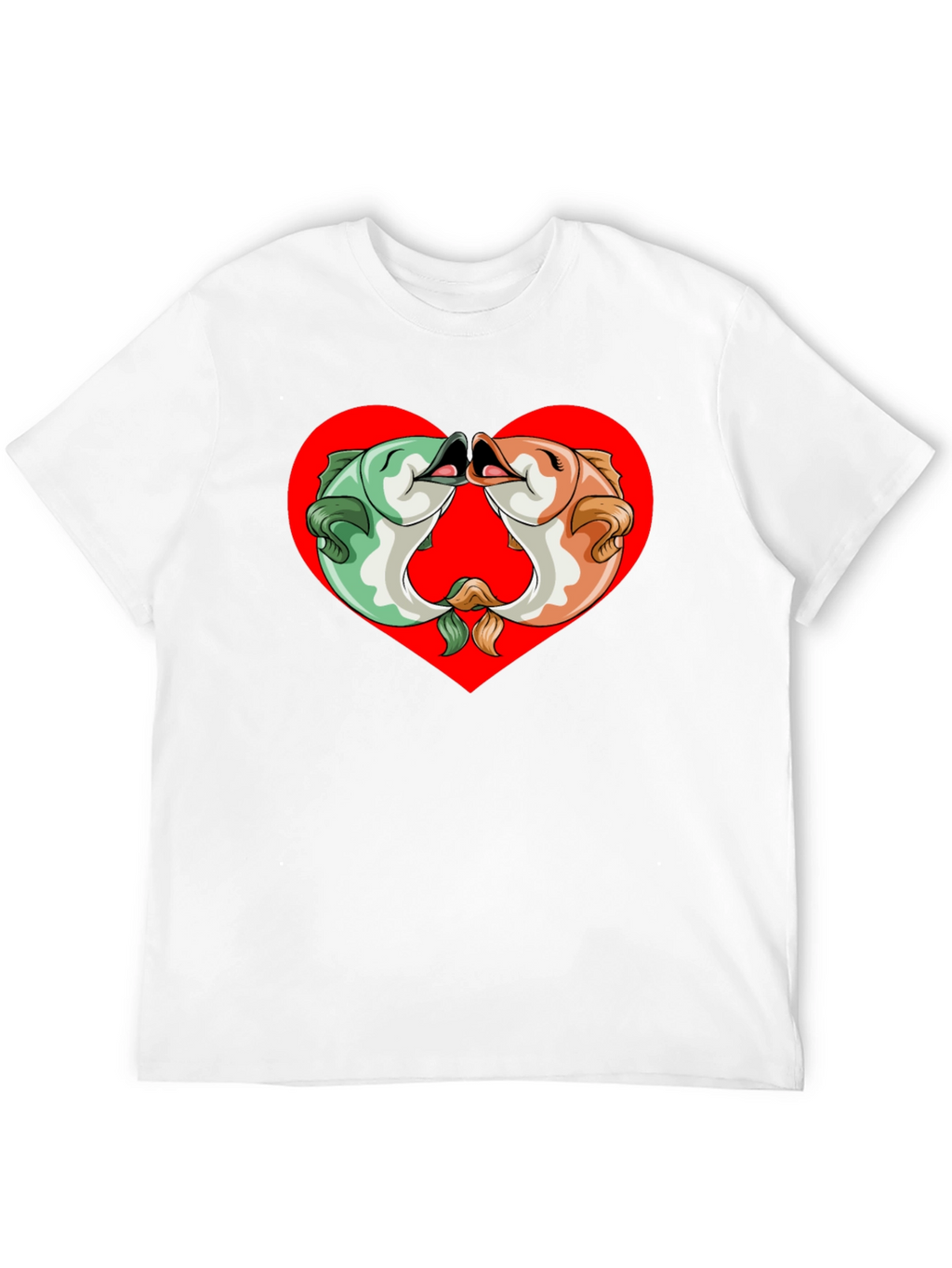 Fish Kissing Graphic Black T-Shirt