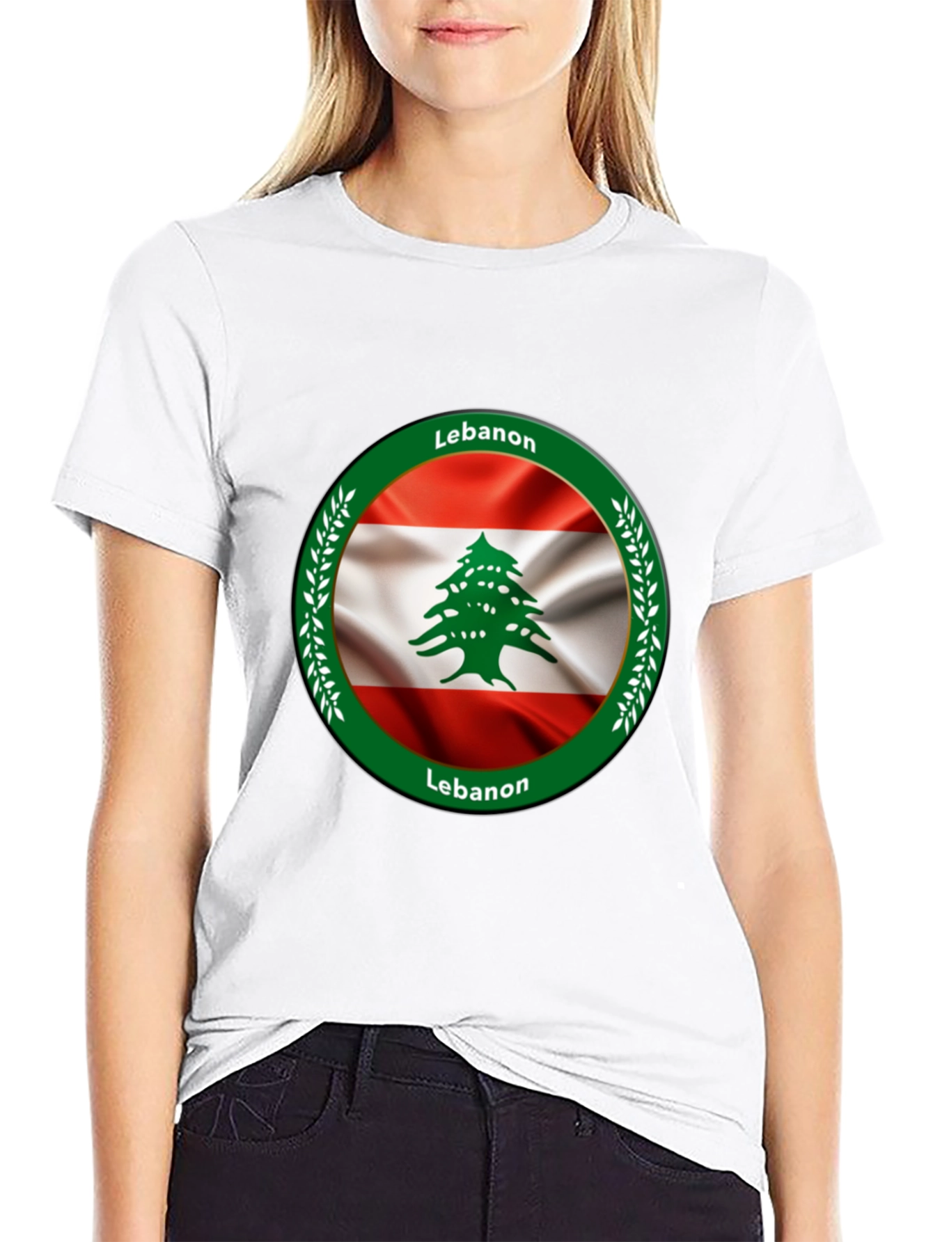 Lebanon Flag Graphic Black T-Shirt