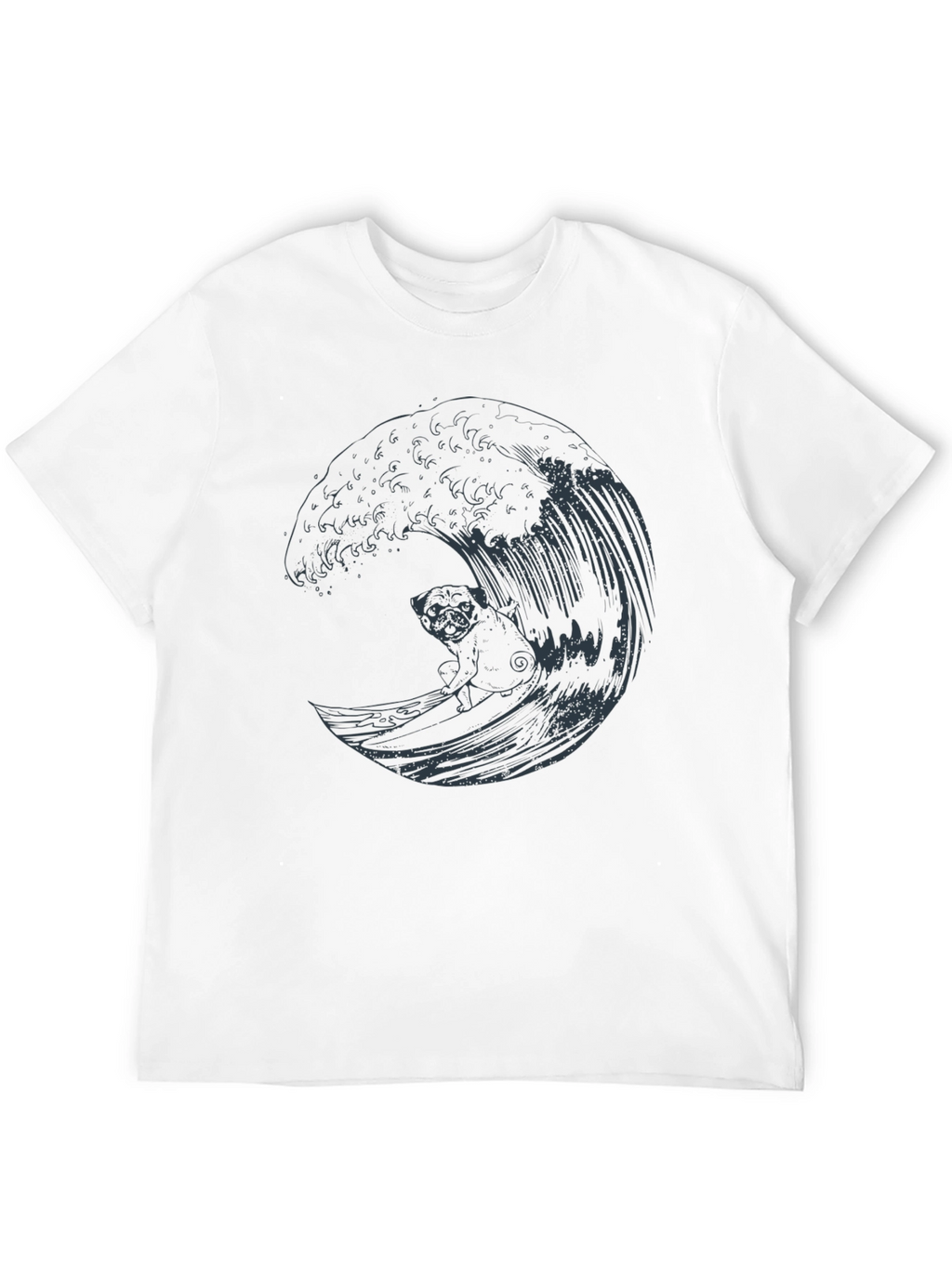 Pug Surfing Wave Graphic Tee