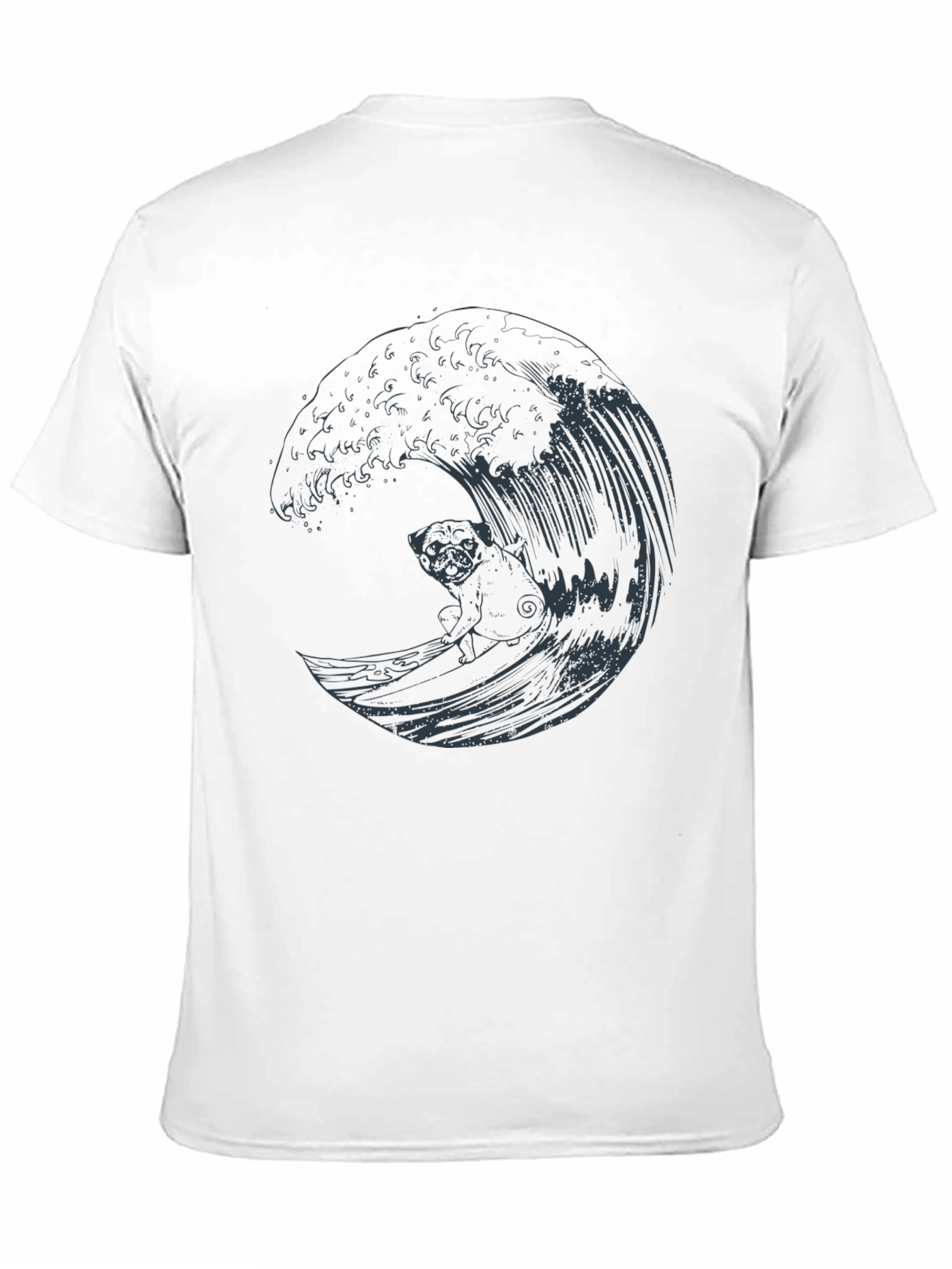 Pug Surfing Wave Graphic Tee